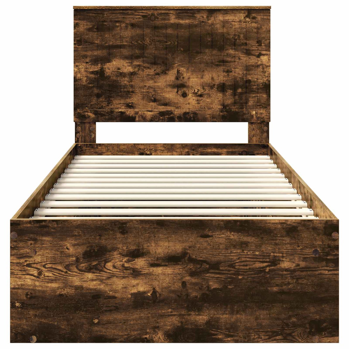 Sengestamme med hodegjerde Røkt eik 90 x 200 cm Massiv furu