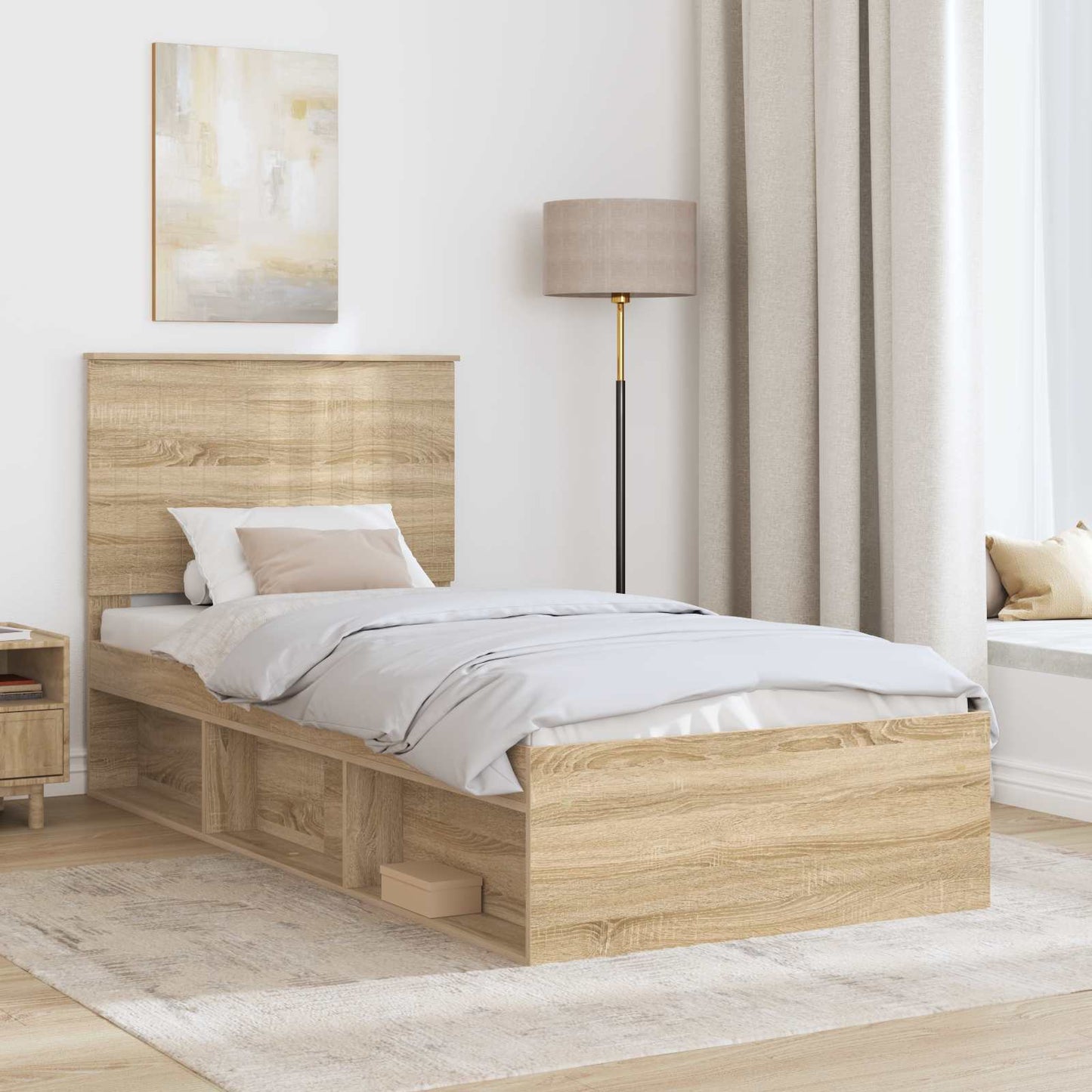 Sengestamme med hodegjerde Sonoma 90 x 190 cm Massiv furu