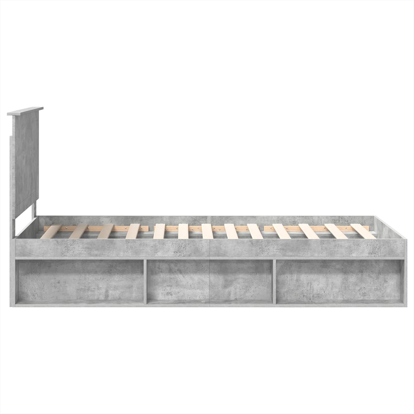 Sengestamme med hodegjerde Betonggrå 90 x 190 cm Massiv furu