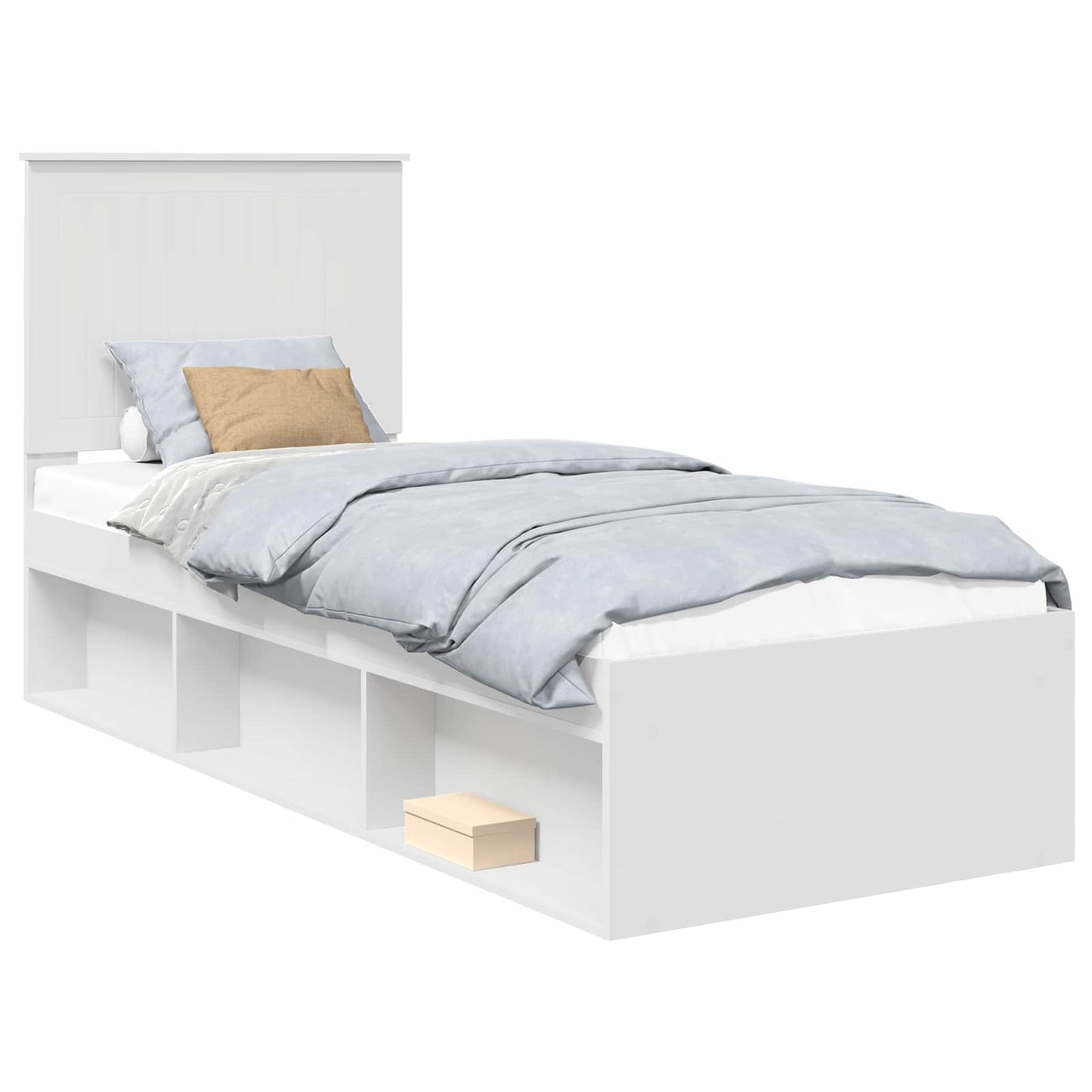 Sengestamme med hodegjerde Hvit 75 x 190 cm Massiv furu