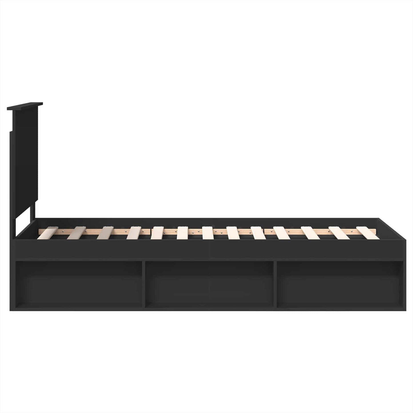 Sengestamme med hodegjerde Svart 75 x 190 cm Massiv furu