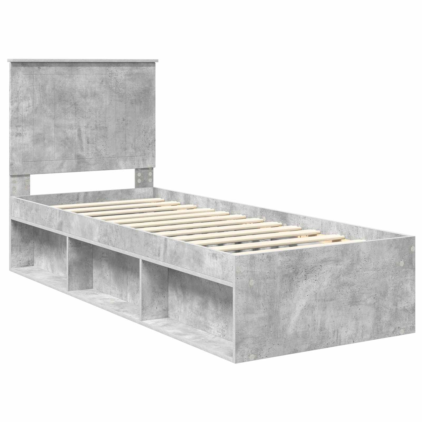 Sengestamme med hodegjerde Betonggrå 75 x 190 cm Massiv furu