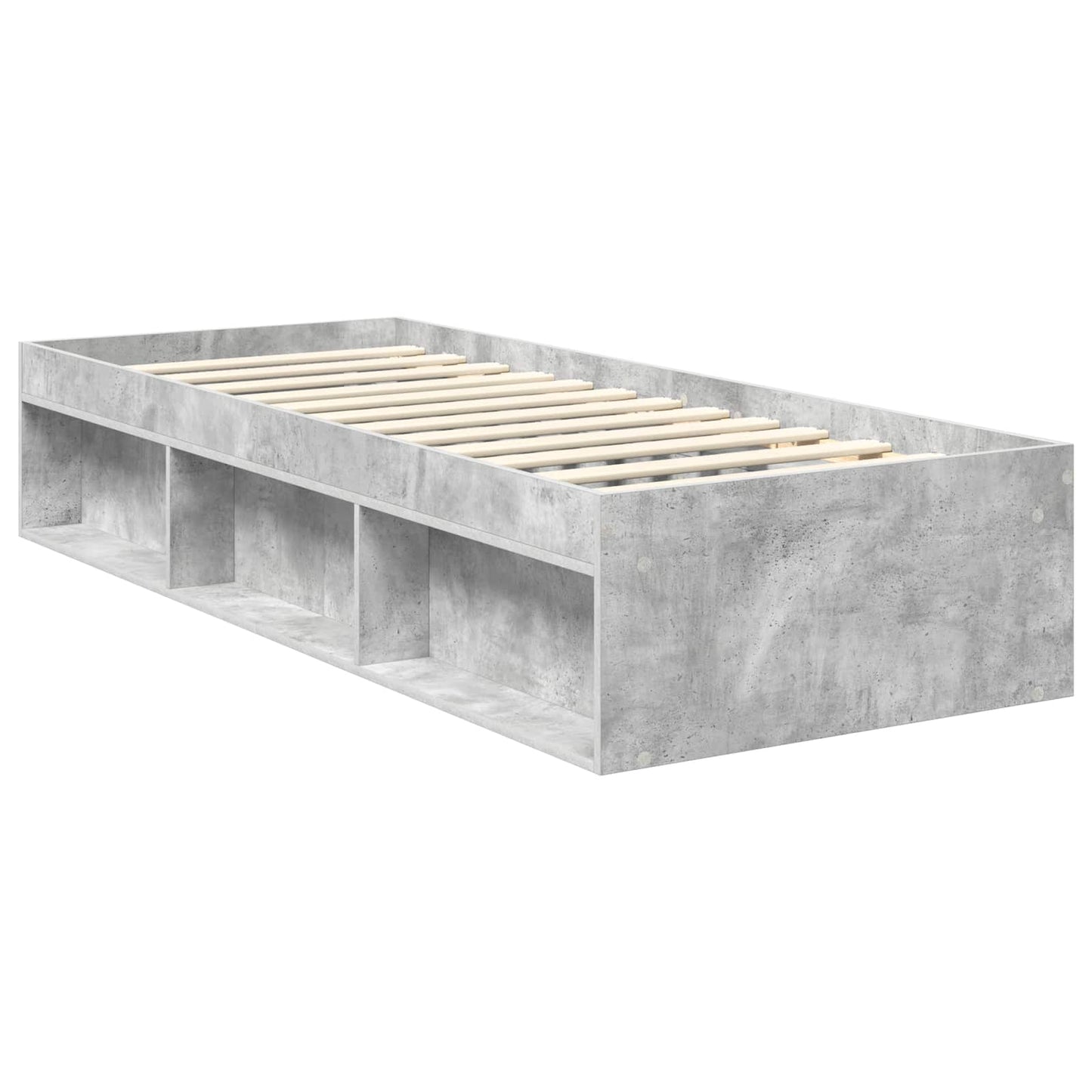 Sengestamme med hodegjerde Betonggrå 75 x 190 cm Massiv furu