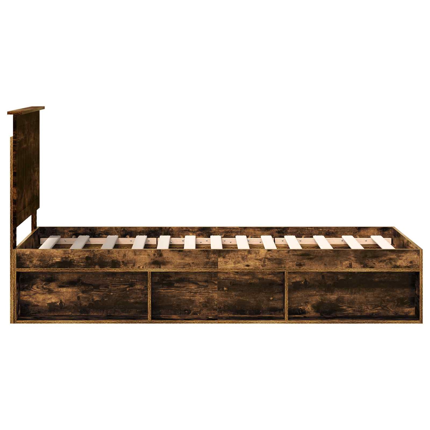 Sengestamme med hodegjerde Røkt eik 75 x 190 cm Massiv furu