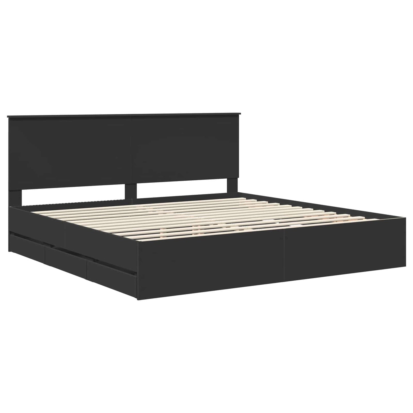Sengestamme med skuff Svart 200 x 200 cm Ingeniørtre