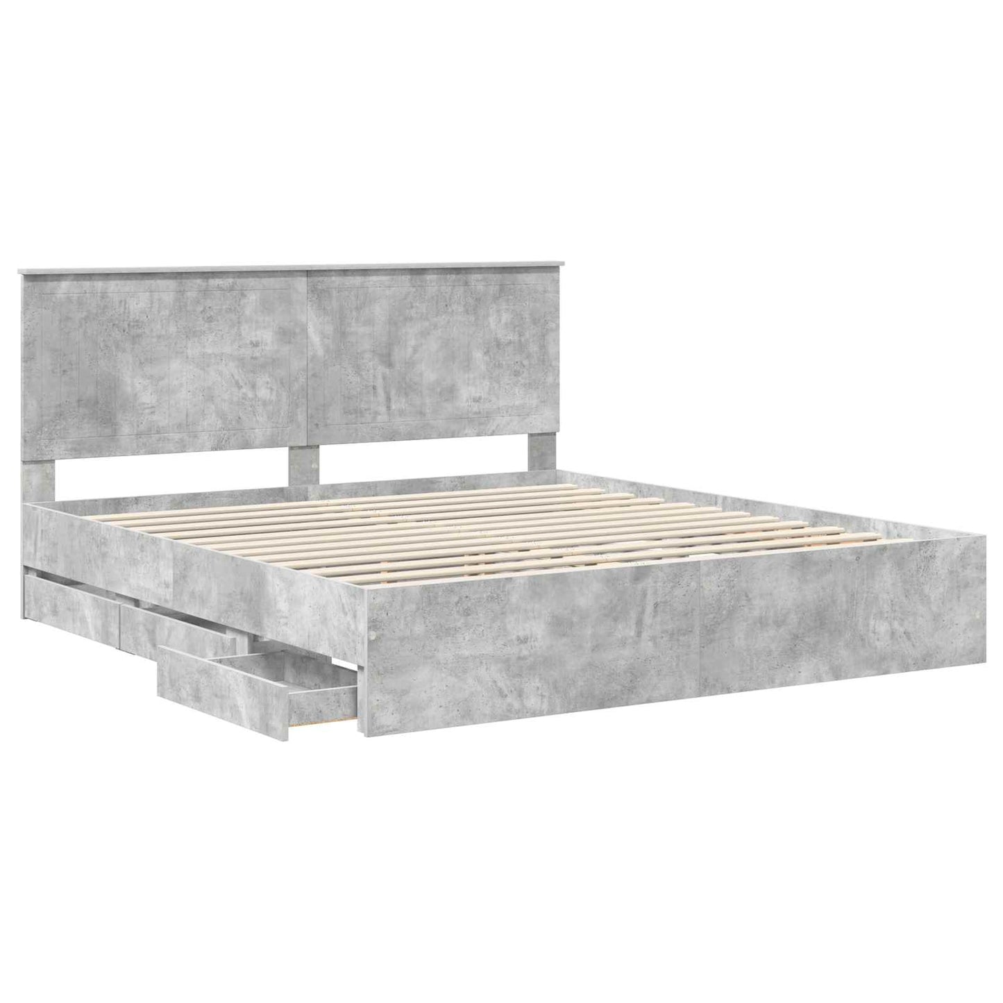 Sengestamme med skuff Betonggrå 180 x 200 cm Ingeniørtre