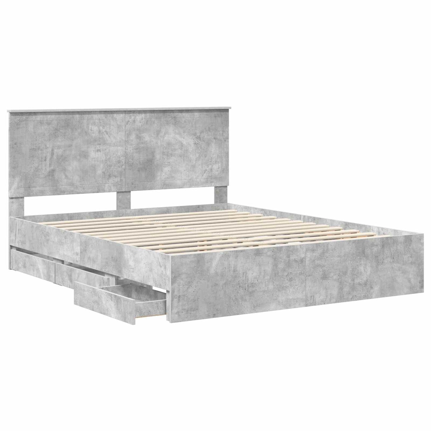 Sengestamme med skuff Betonggrå 160 x 200 cm Ingeniørtre