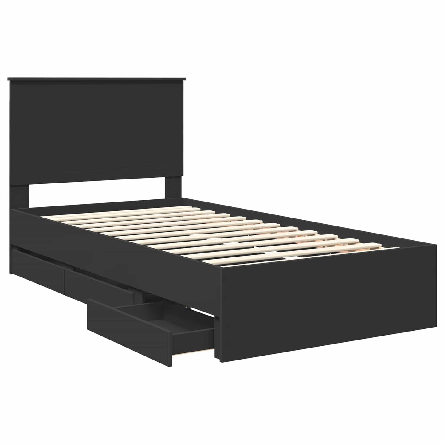 Sengestamme med skuff Svart 100 x 200 cm Ingeniørtre