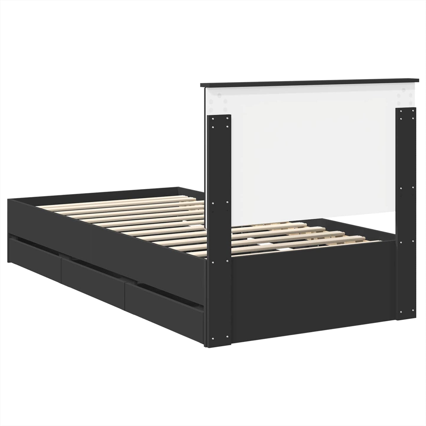 Sengestamme med skuff Svart 100 x 200 cm Ingeniørtre