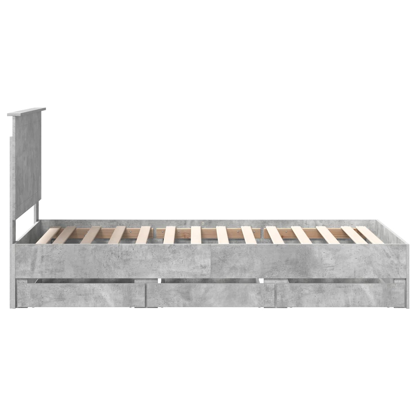 Sengestamme med skuff Betonggrå 90 x 190 cm Ingeniørtre