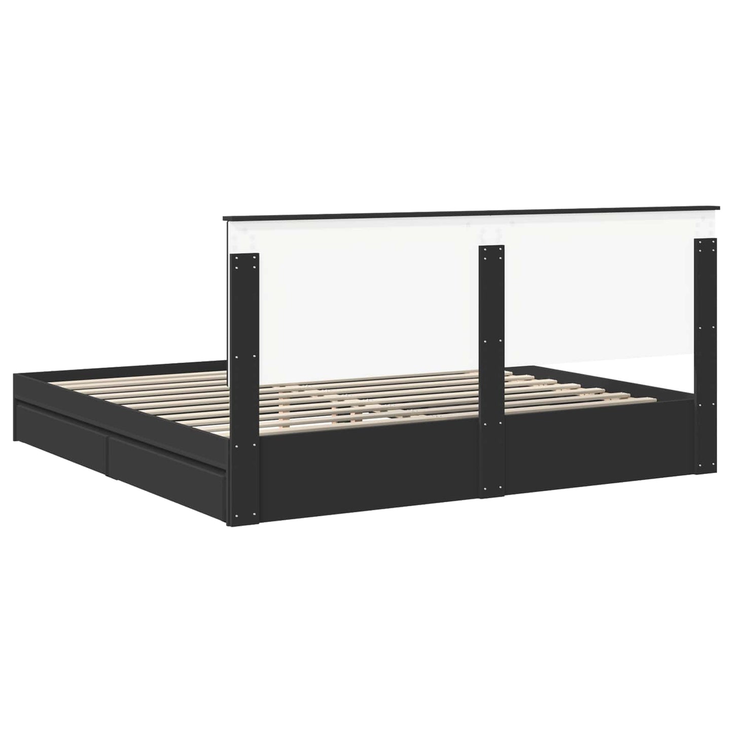 Seng med Oppbevaring Svart 200 x 200 cm Konstruert tre