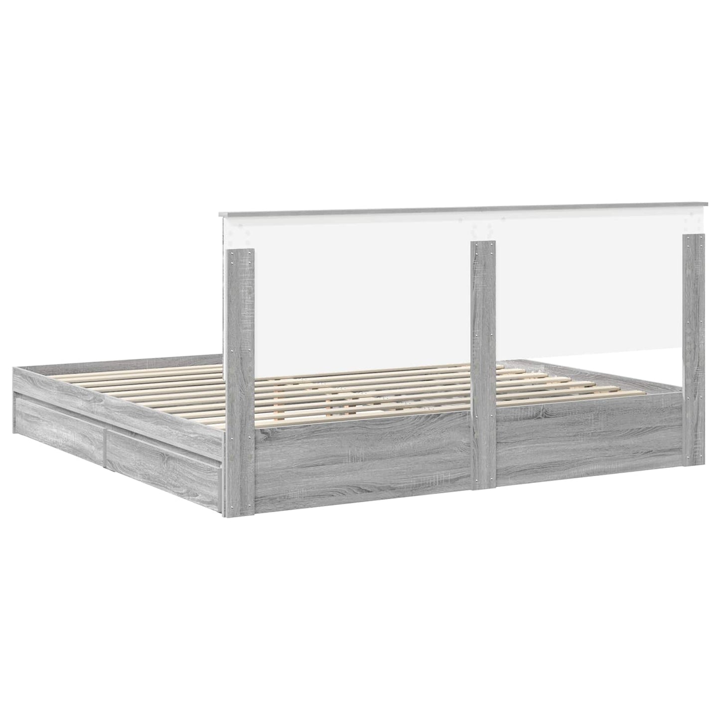 Seng med Oppbevaring Grå Sonoma 200 x 200 cm Konstruert tre