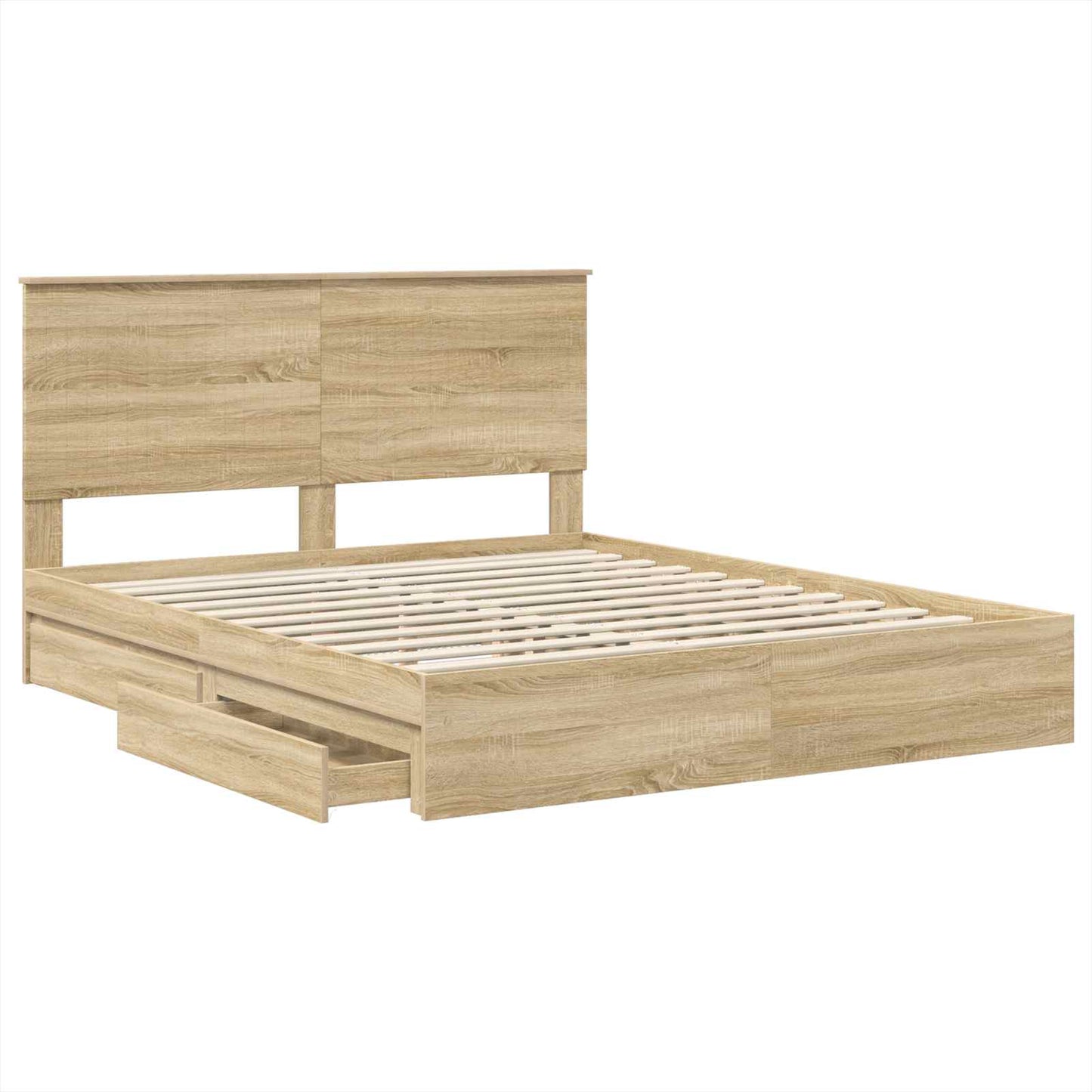 Seng med Oppbevaring Sonoma eik 160 x 200 cm Konstruert tre