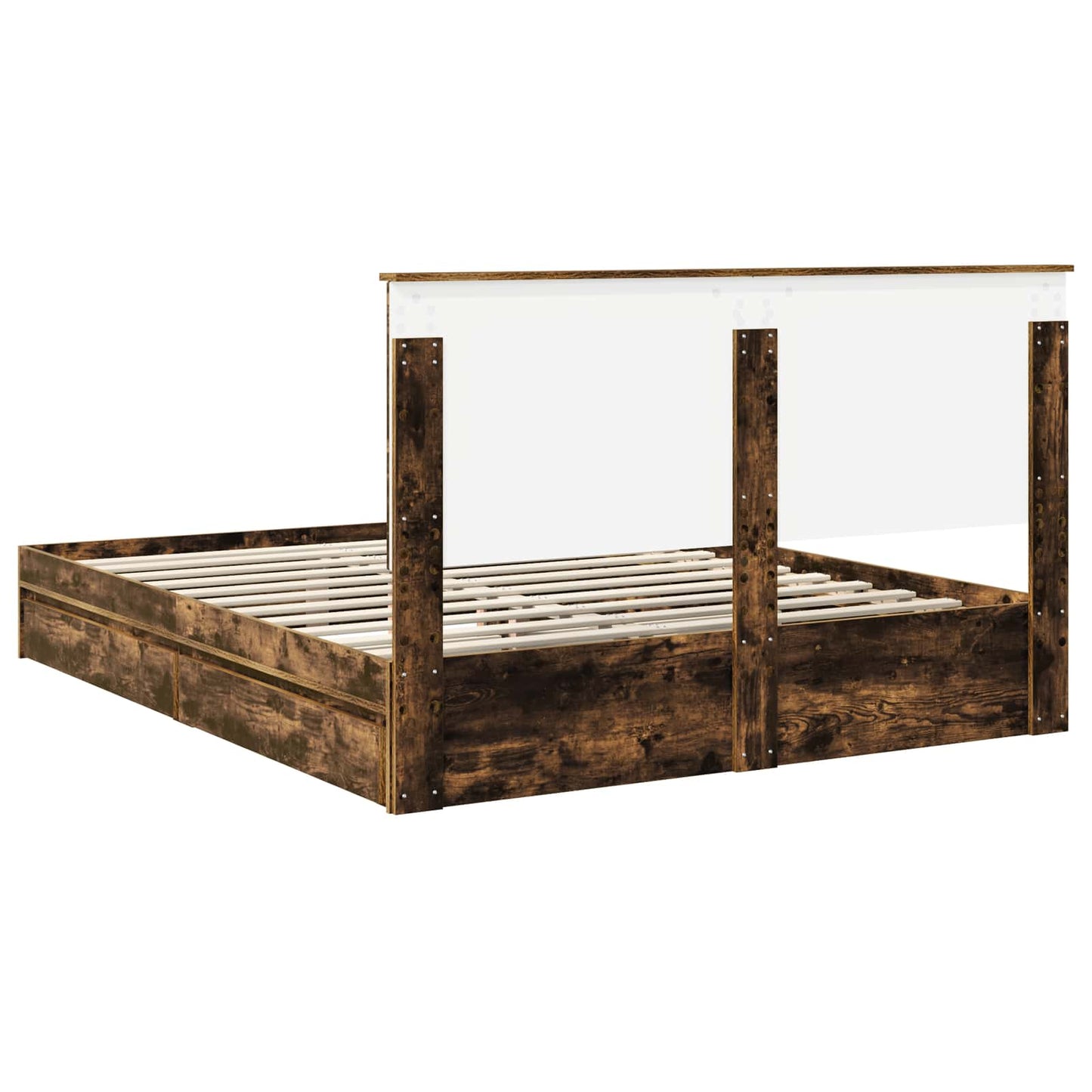 Seng med Oppbevaring Røkt eik 160 x 200 cm Konstruert tre