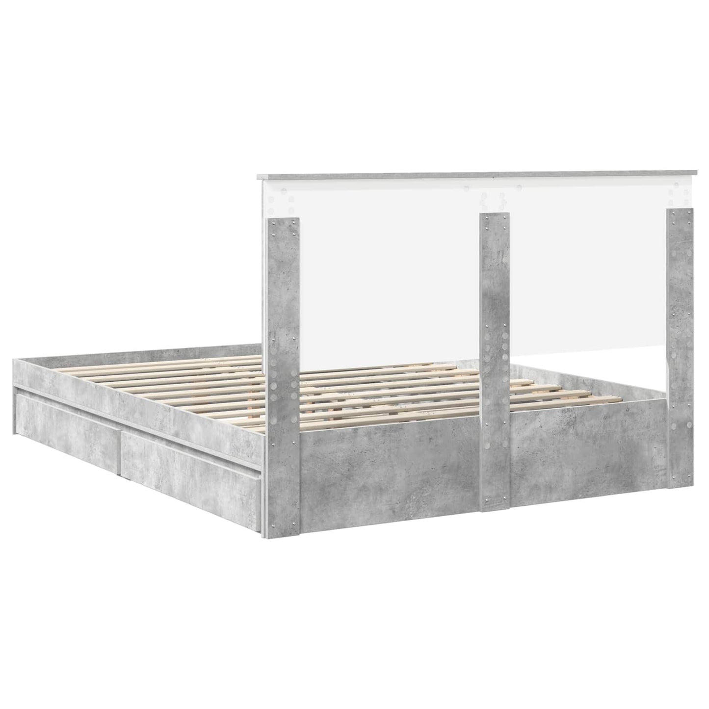 Seng med Oppbevaring Betonggrå 150 x 200 cm Konstruert tre