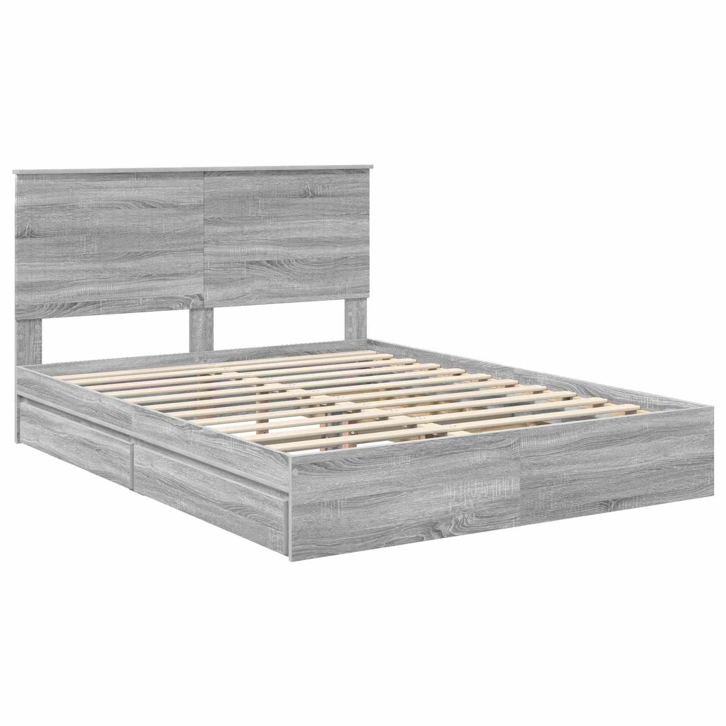 Seng med Oppbevaring Grå Sonoma 150 x 200 cm Konstruert tre