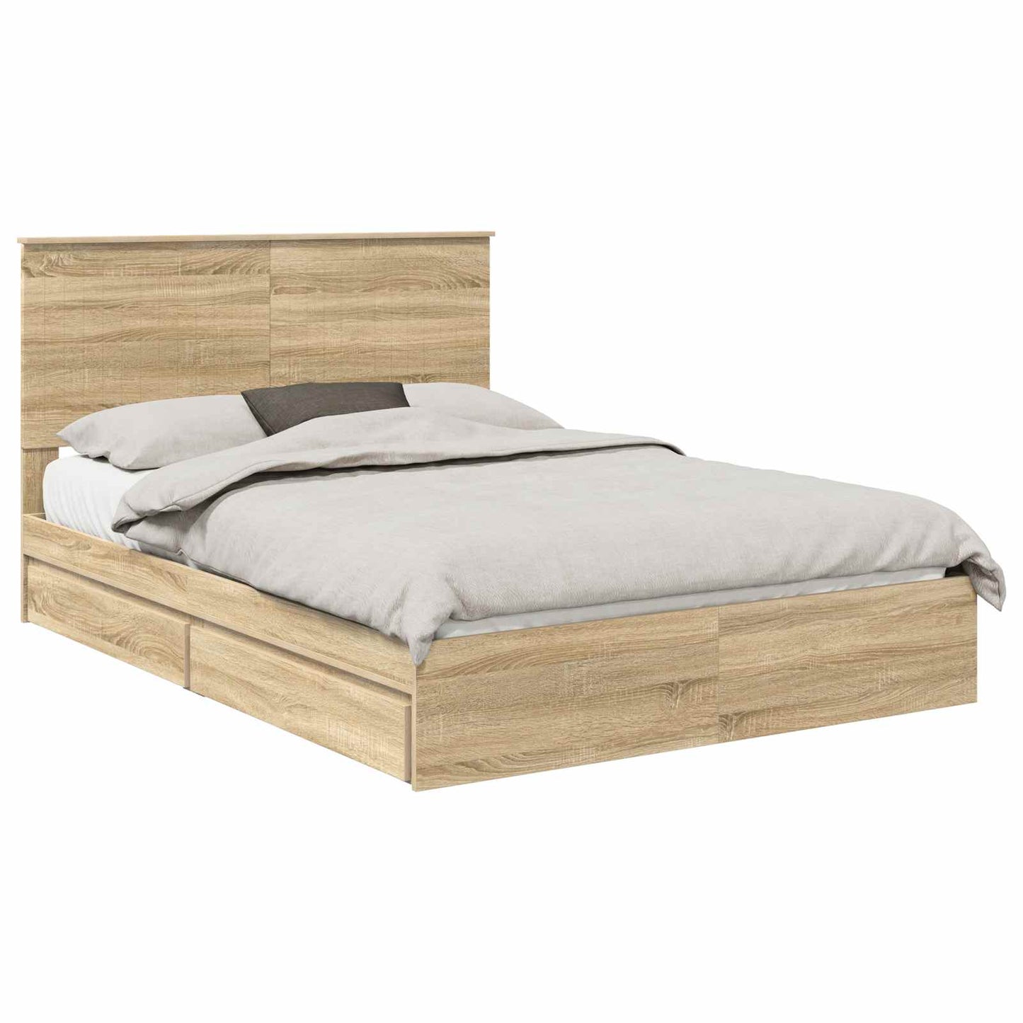 Seng med Oppbevaring Sonoma eik 140 x 190 cm Konstruert tre