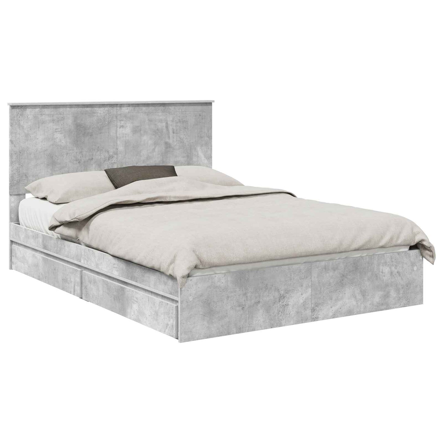 Seng med Oppbevaring Betonggrå 135 x 190 cm Konstruert tre