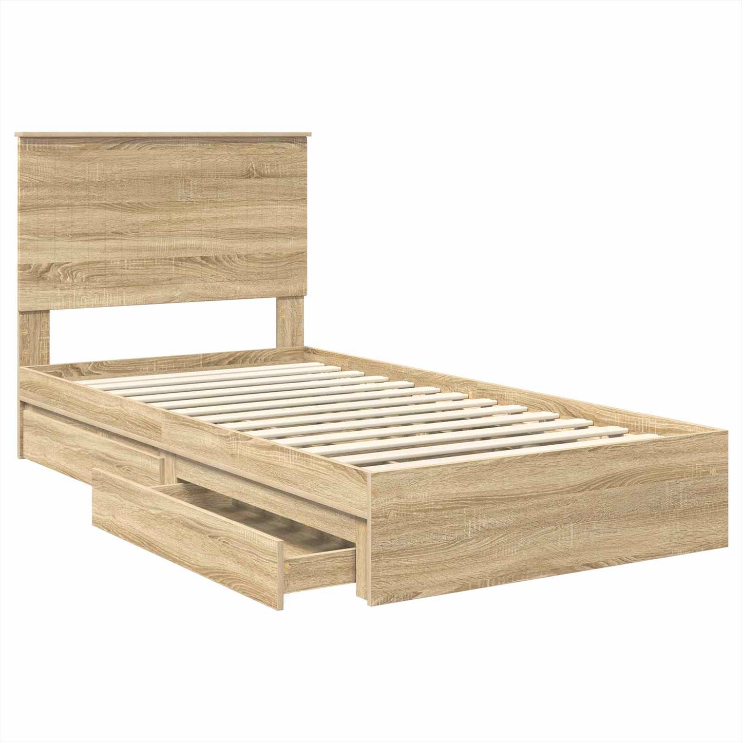 Seng med Oppbevaring Sonoma eik 100 x 200 cm Konstruert tre