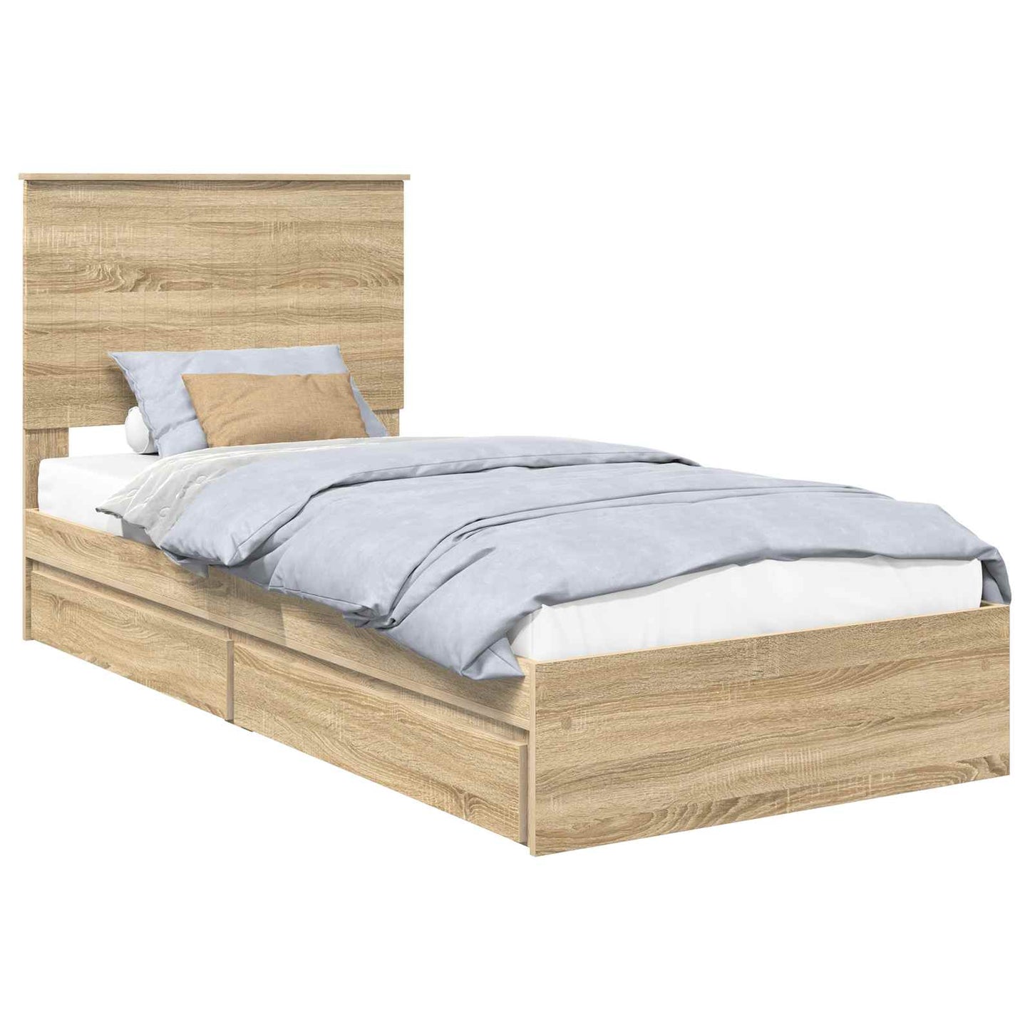 Seng med Oppbevaring Sonoma eik 90 x 190 cm Konstruert tre