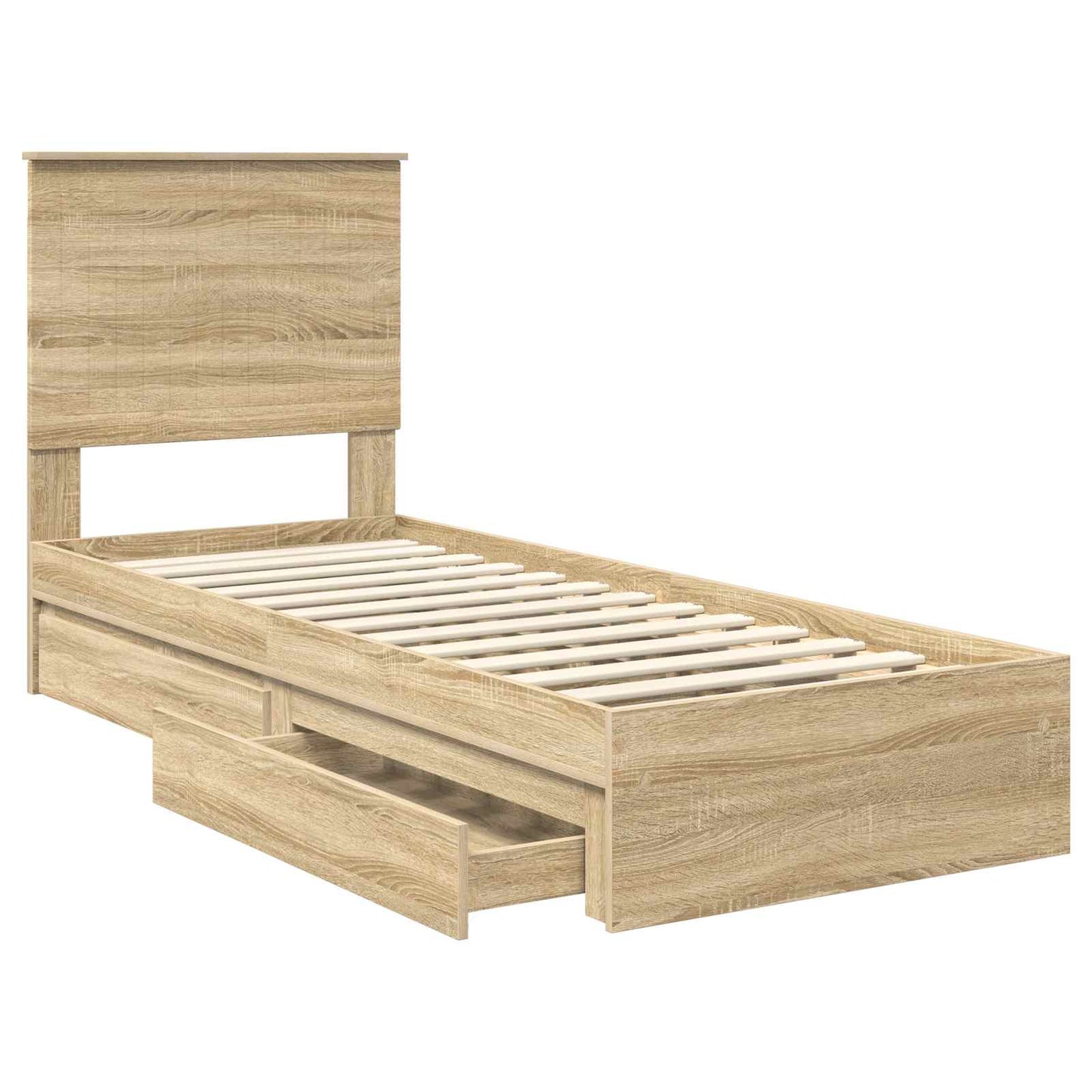 Seng med Oppbevaring Sonoma eik 75 x 190 cm Konstruert tre