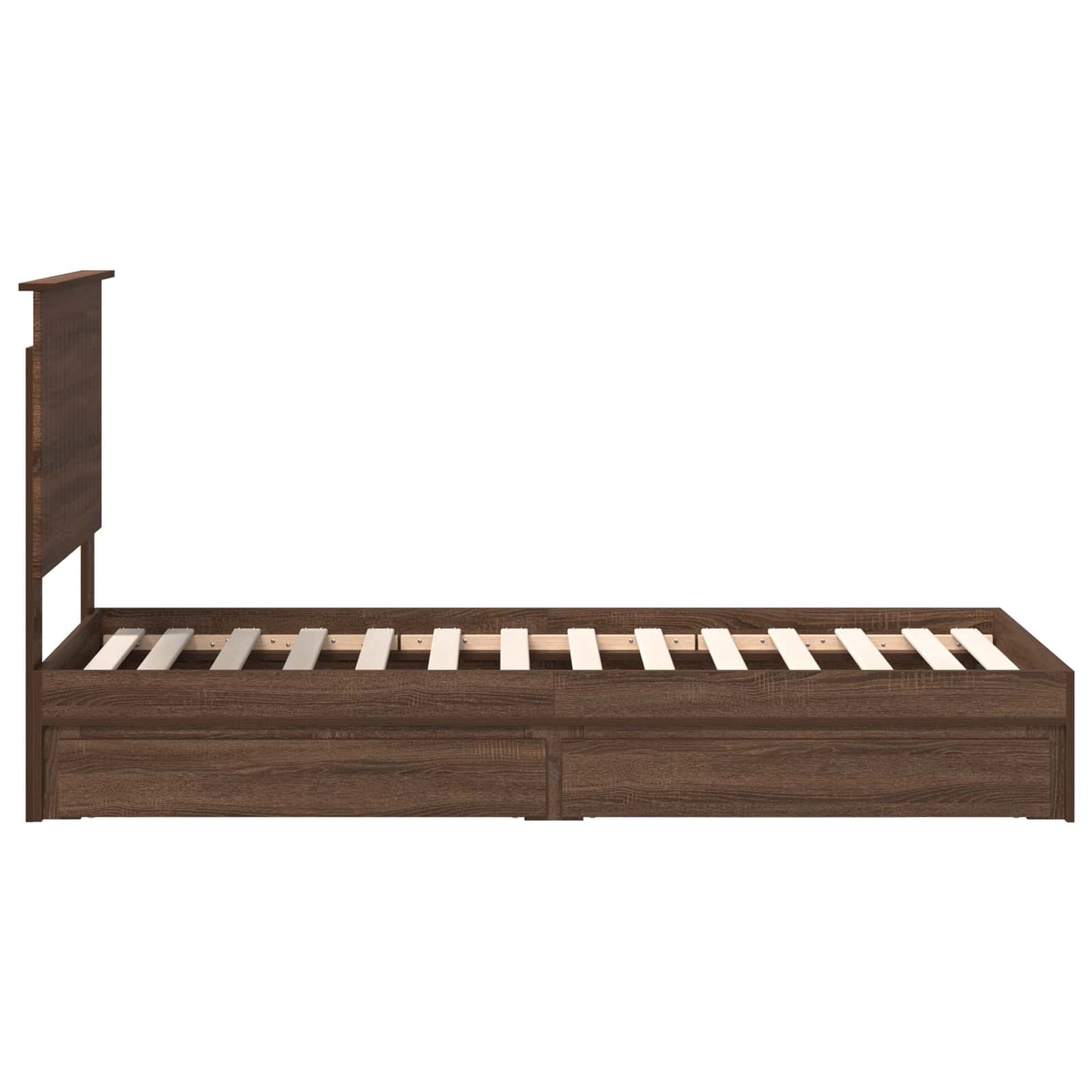 Seng med Oppbevaring Brun Eik 75 x 190 cm Konstruert tre