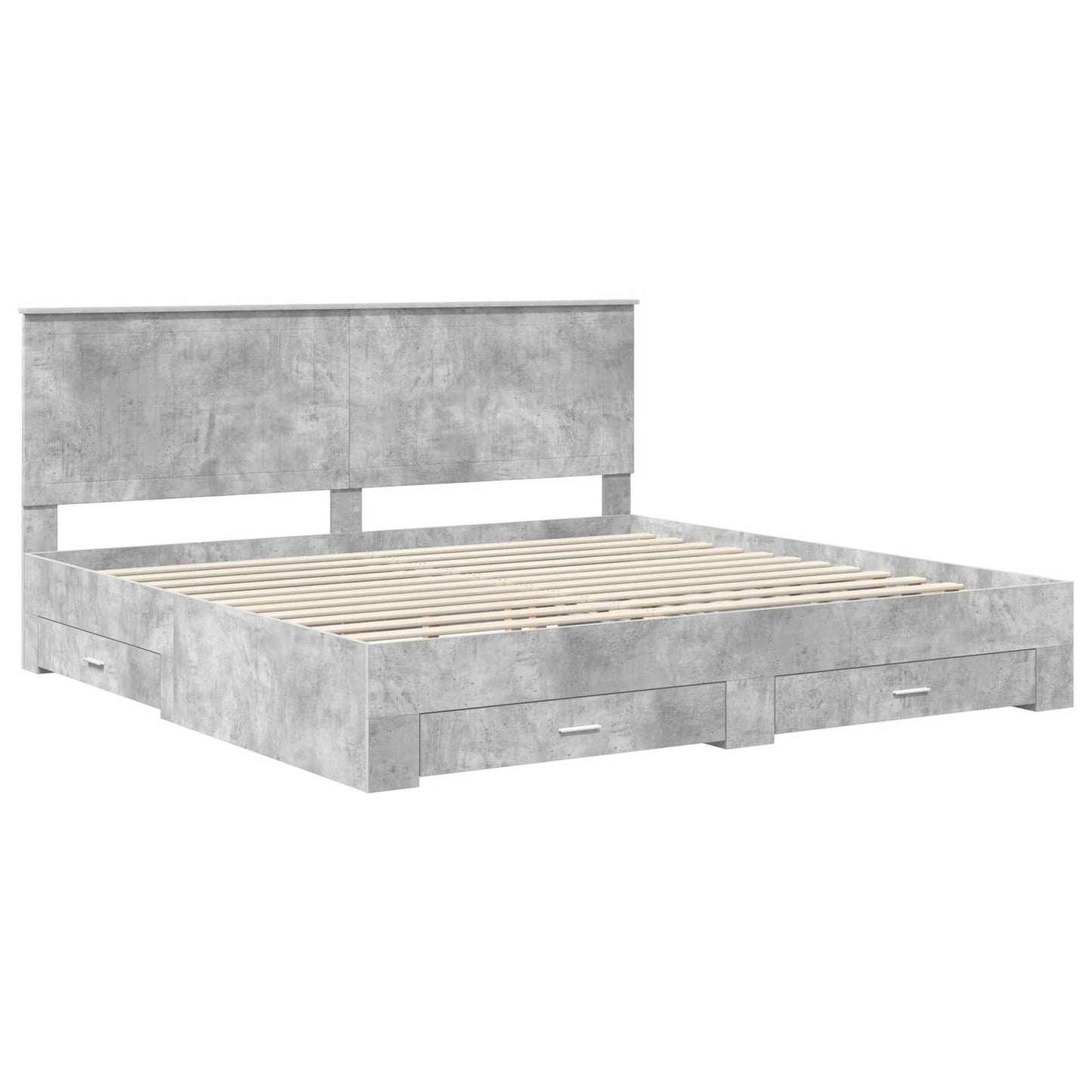 Sengestamme med skuff Betonggrå 200 x 200 cm Konstruert tre