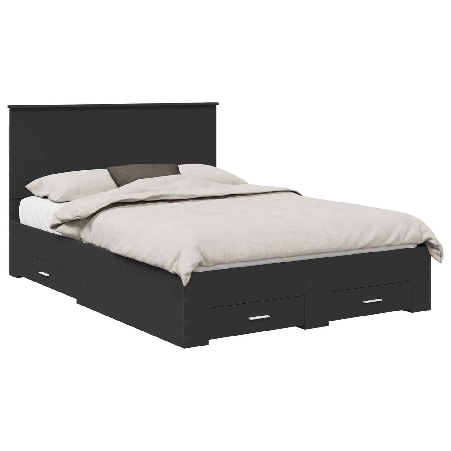 Sengestamme med hodegjerde Svart 135 x 190 cm Konstruert tre