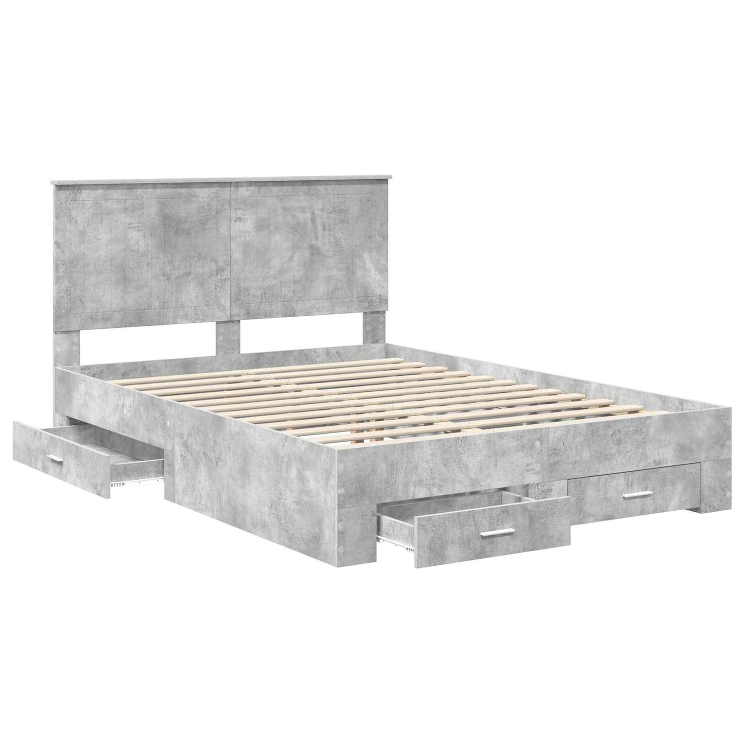 Sengestamme med skuff Betonggrå 135 x 190 cm Konstruert tre