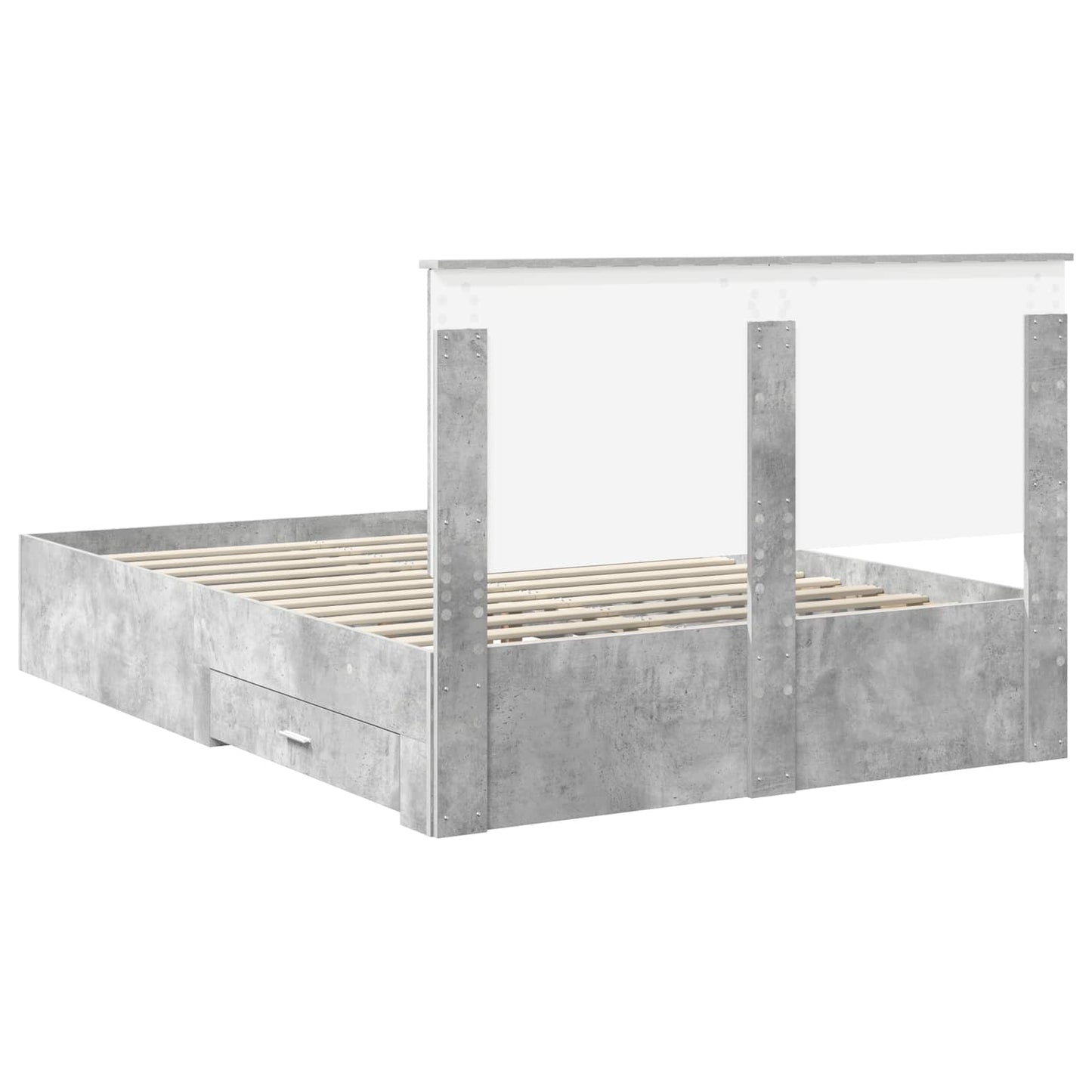 Sengestamme med skuff Betonggrå 135 x 190 cm Konstruert tre