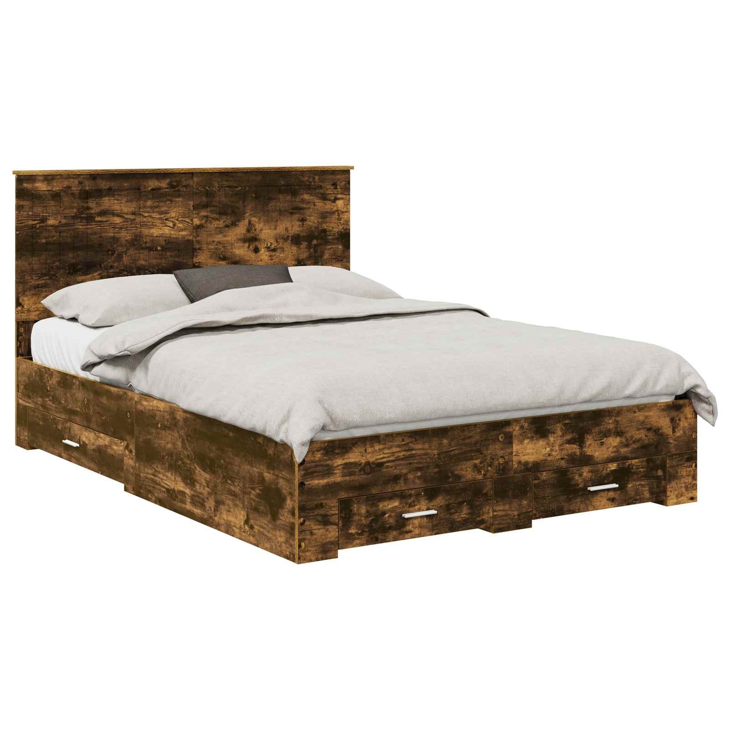Sengestamme med hodegjerde Røkt eik 135 x 190 cm Konstruert tre