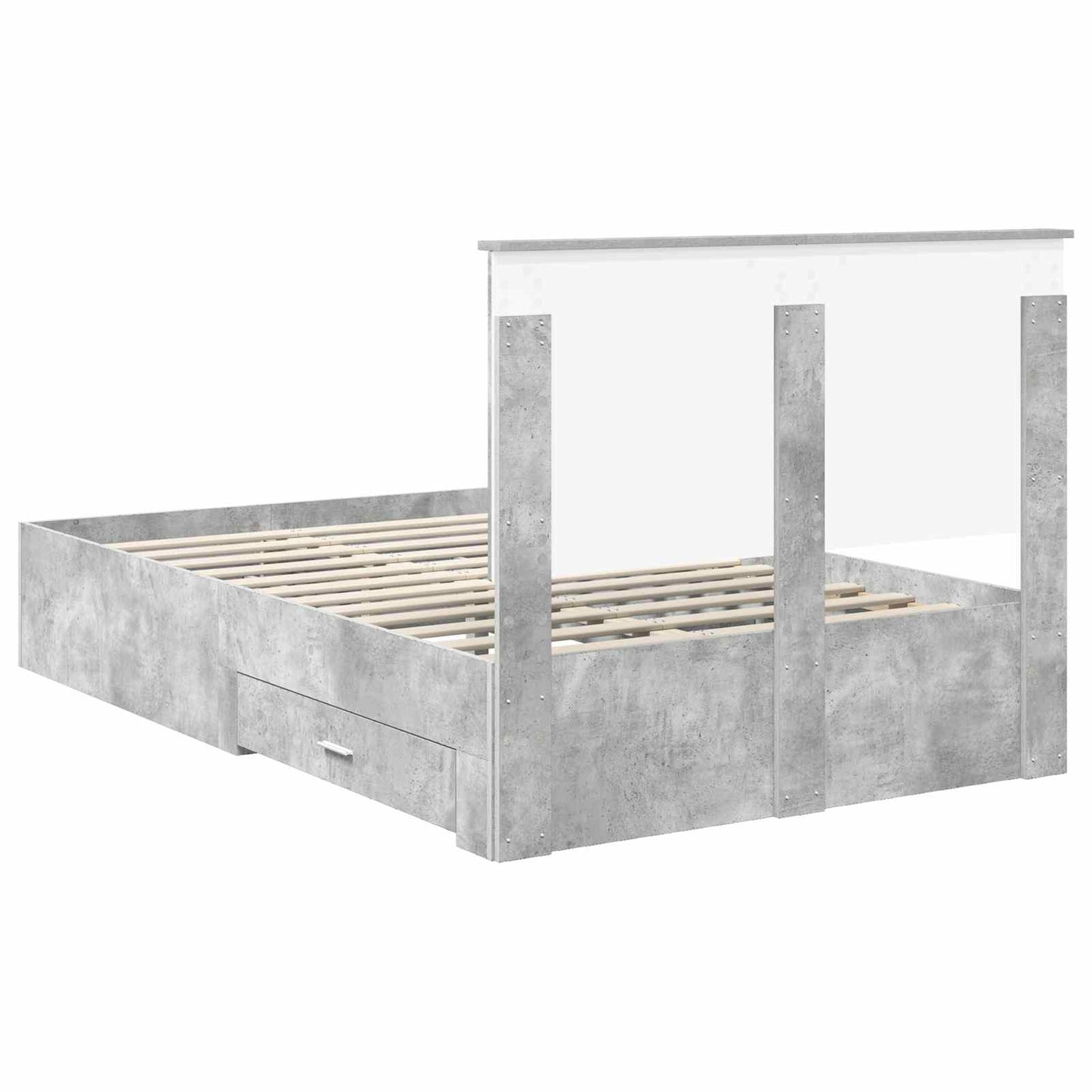 Sengestamme med skuff Betonggrå 120 x 200 cm Konstruert tre