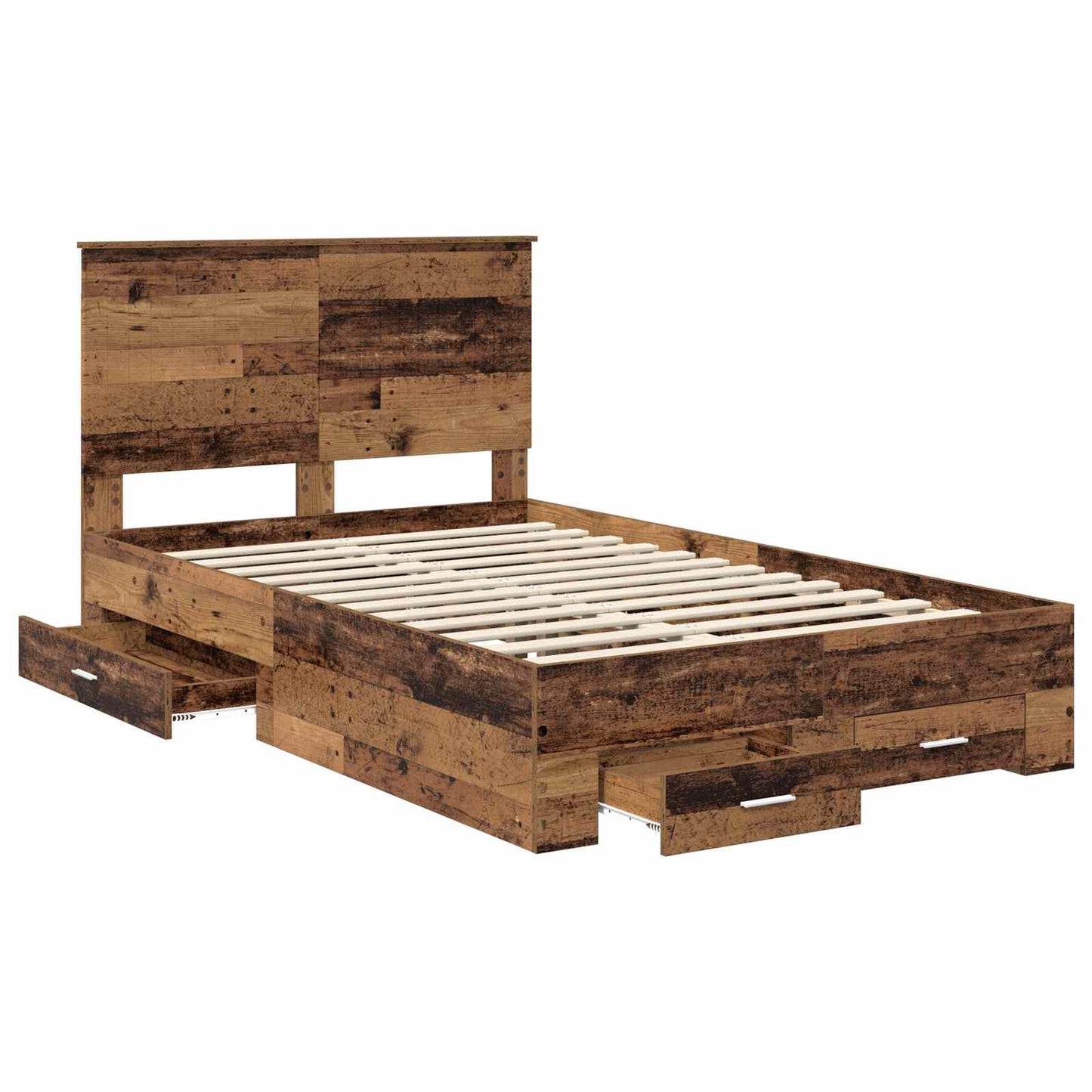Sengestamme med skuff Gammelt tre 120 x 190 cm Konstruert tre
