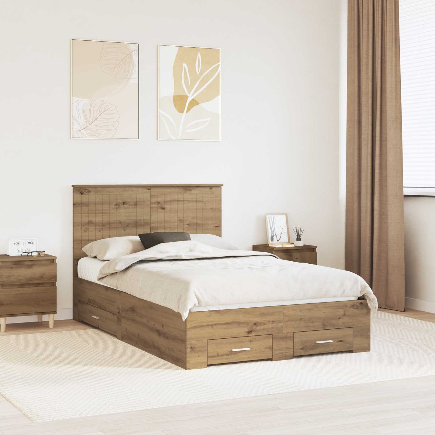 Sengestamme med skuff Artisan Eik 120 x 190 cm Konstruert tre