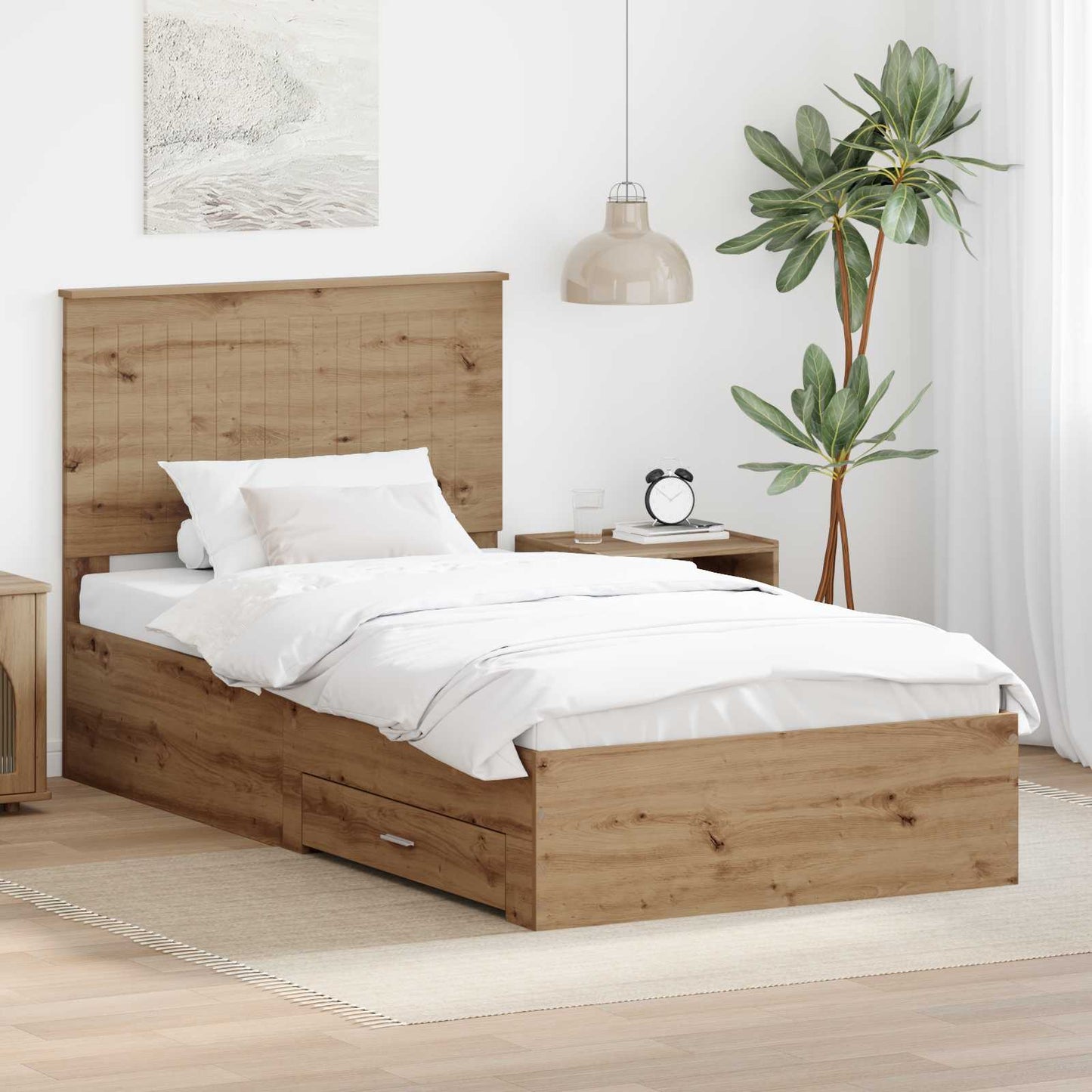 Sengestamme med skuff Artisan Eik 100 x 200 cm Konstruert tre