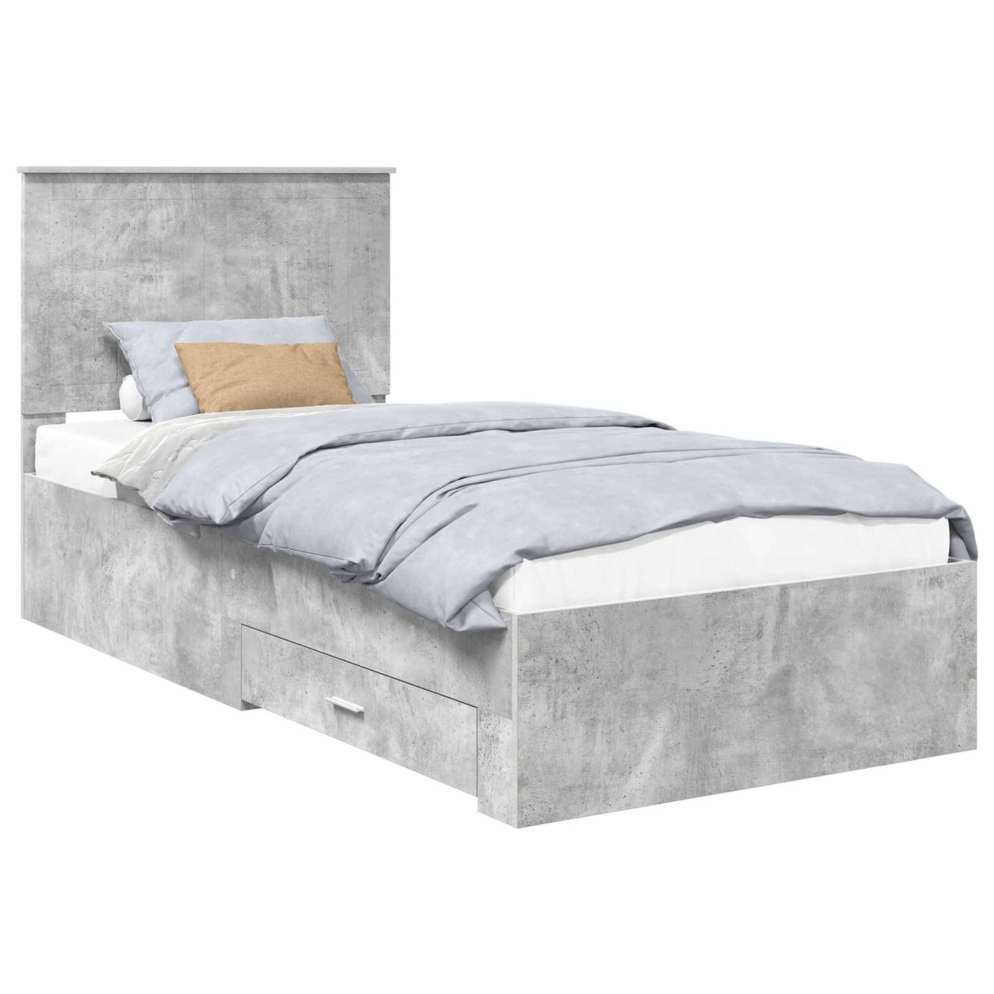 Sengestamme med hodegjerde Betonggrå 90 x 200 cm Konstruert tre