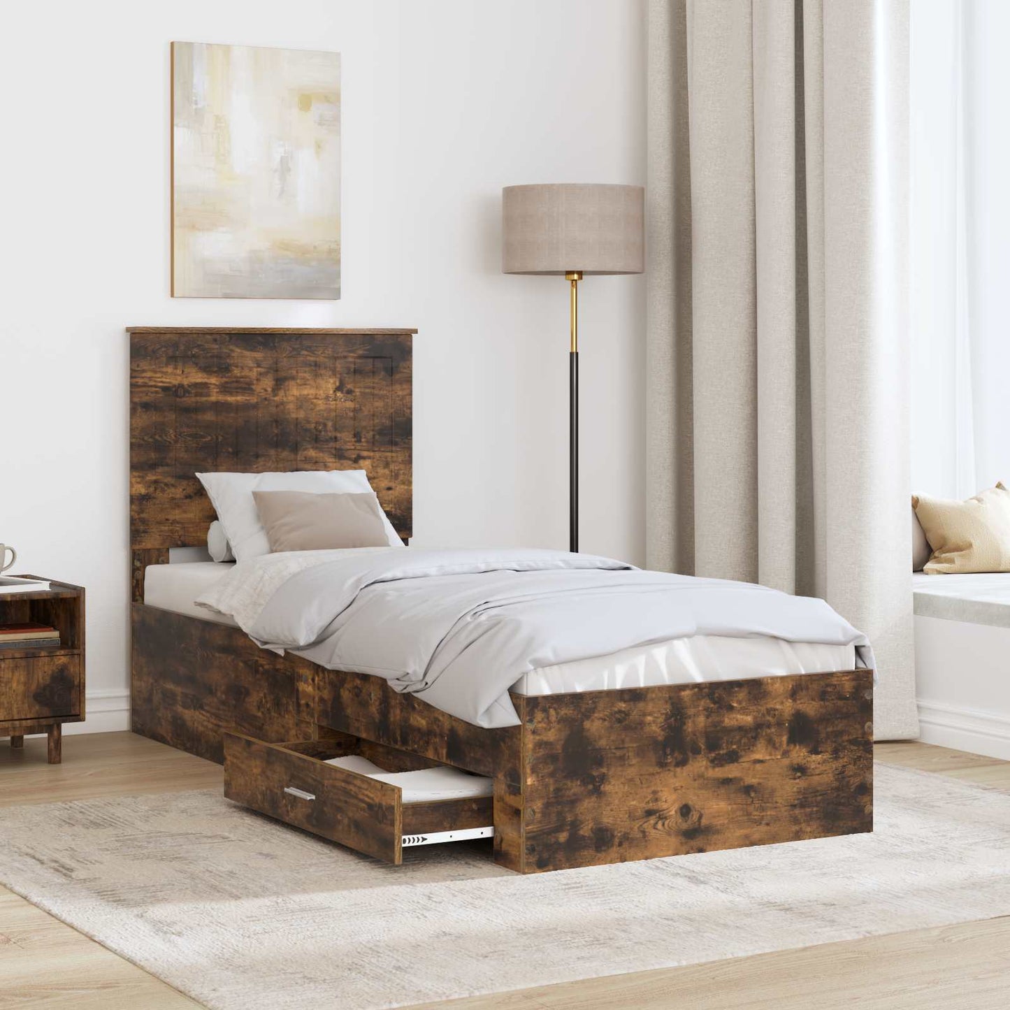 Sengestamme Røkt Eik og Sølv 70 x 190 cm Konstruert tre