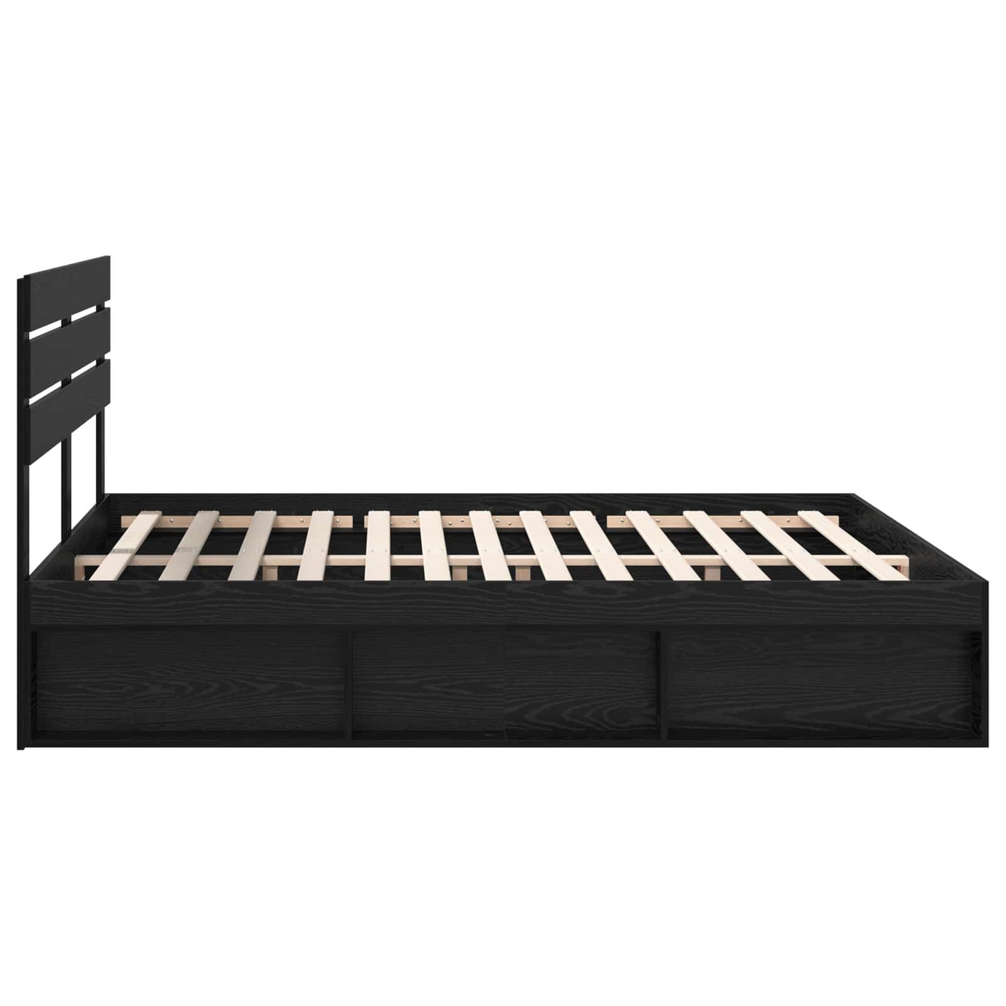 Sengestamme med hodegjerde Svart 200 x 200 cm Massiv furu