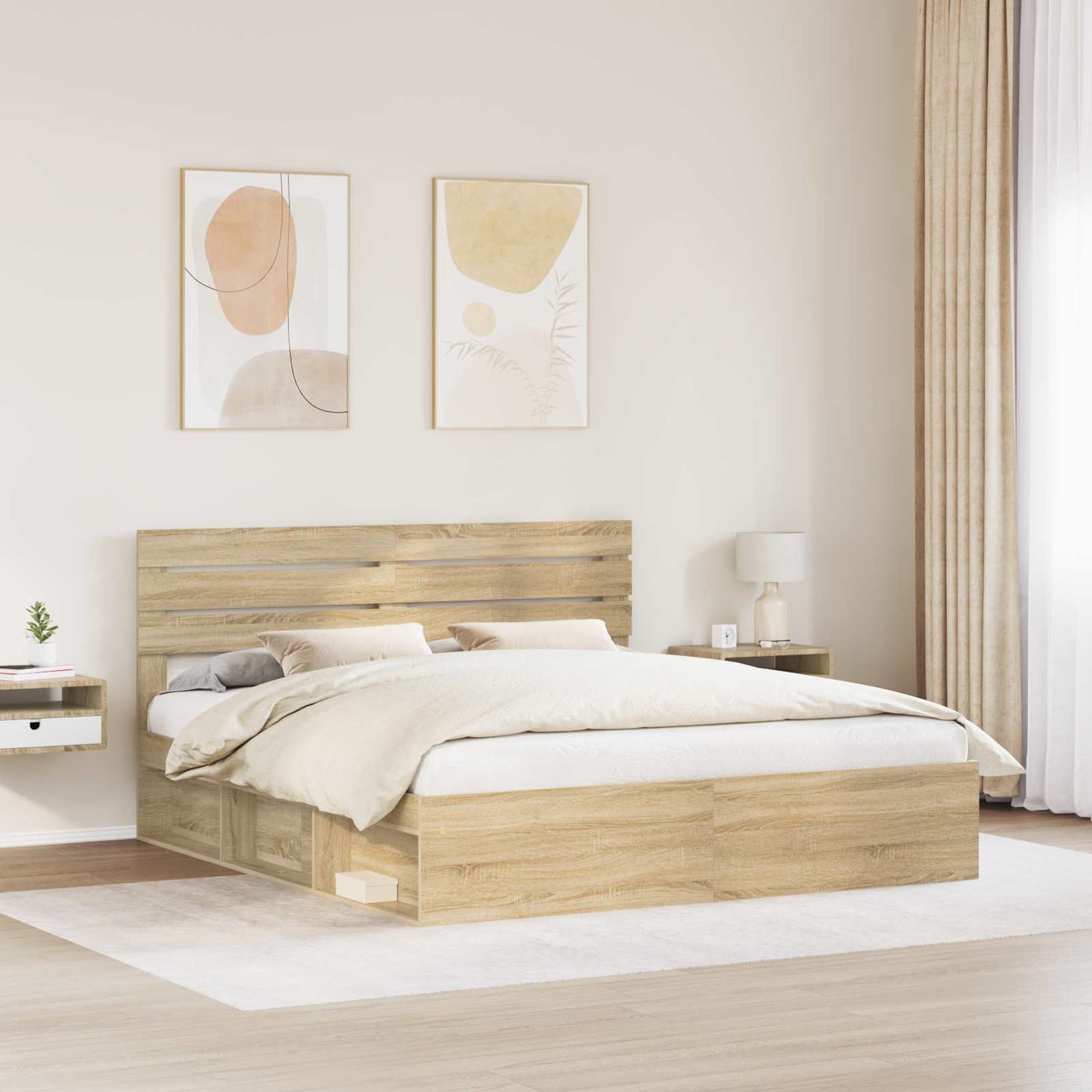 Sengestamme med hodegjerde Sonoma 200 x 200 cm Massiv furu
