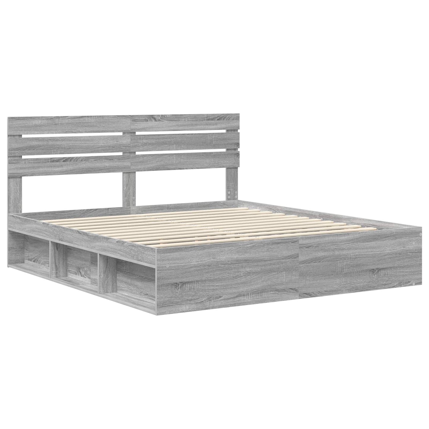 Sengestamme med hodegjerde Grå Sonoma 200 x 200 cm Massiv furu