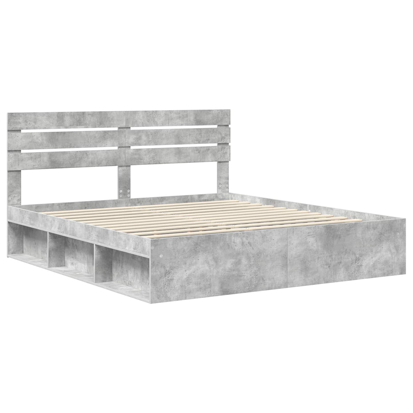 Sengestamme med hodegjerde Betong 180 x 200 cm Massiv furu