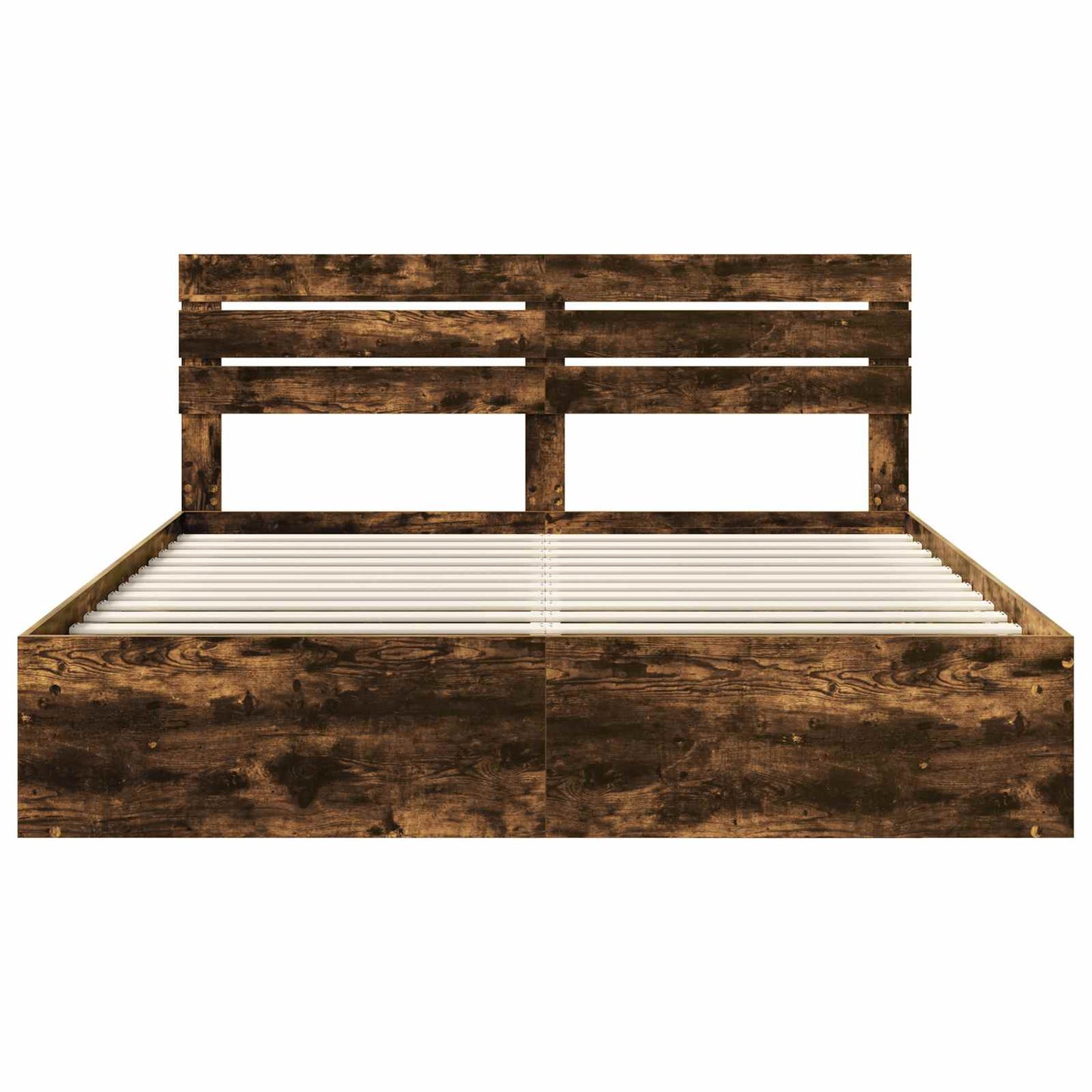 Sengestamme med hodegjerde Røkt eik 180 x 200 cm Massiv furu