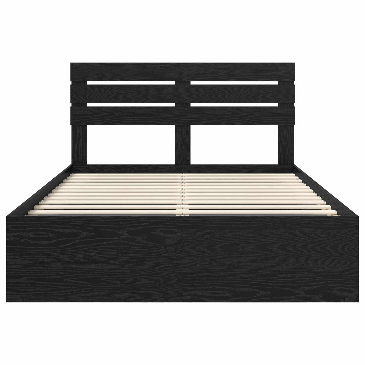 Sengestamme med hodegjerde Svart 160 x 200 cm Massiv furu