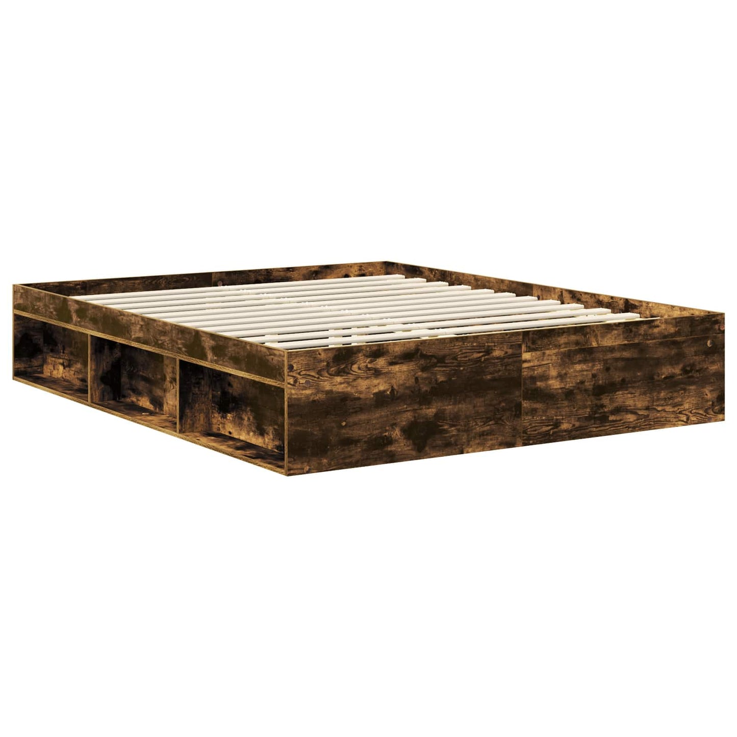 Sengestamme med hodegjerde Røkt eik 160 x 200 cm Massiv furu