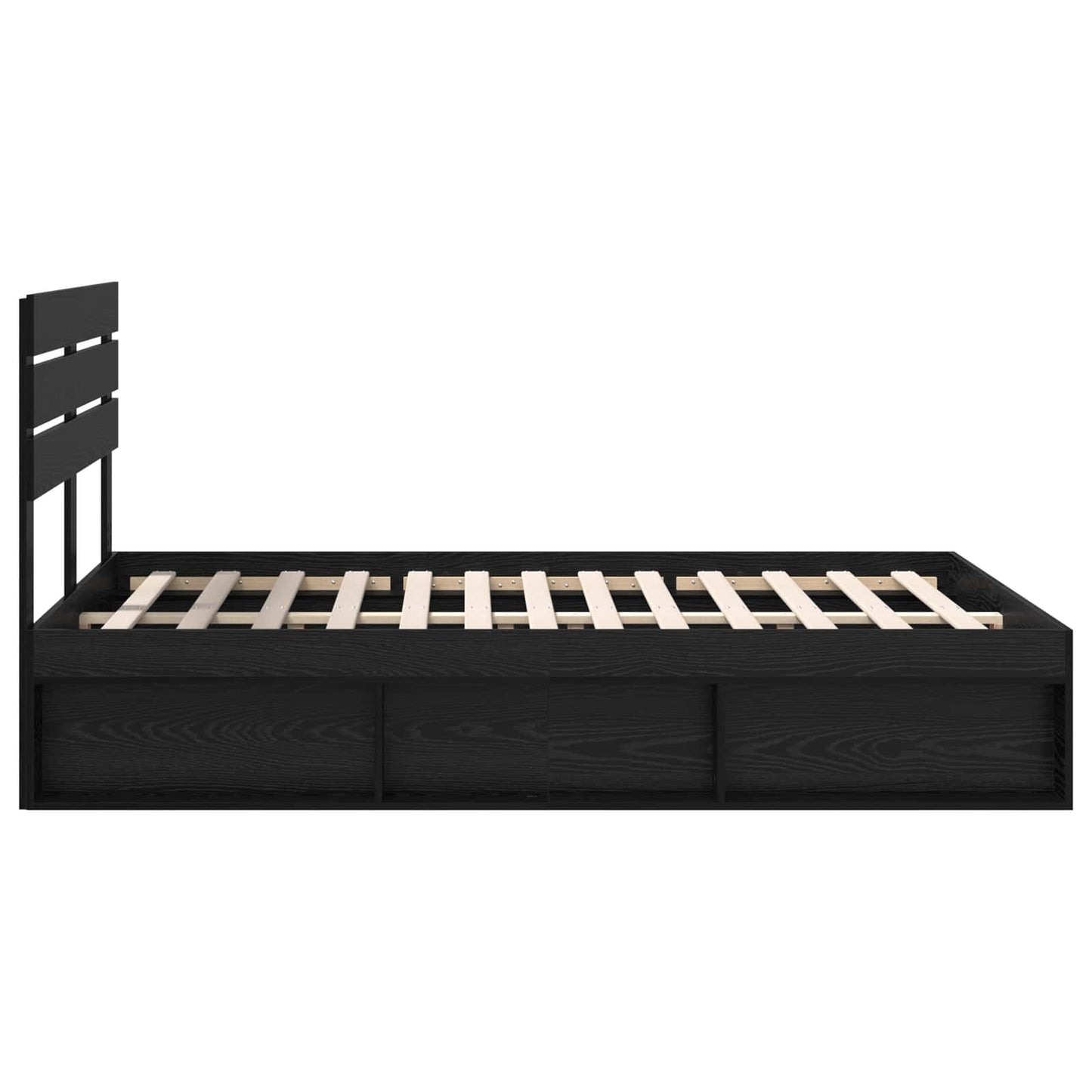 Sengestamme med hodegjerde Svart 150 x 200 cm Massiv furu