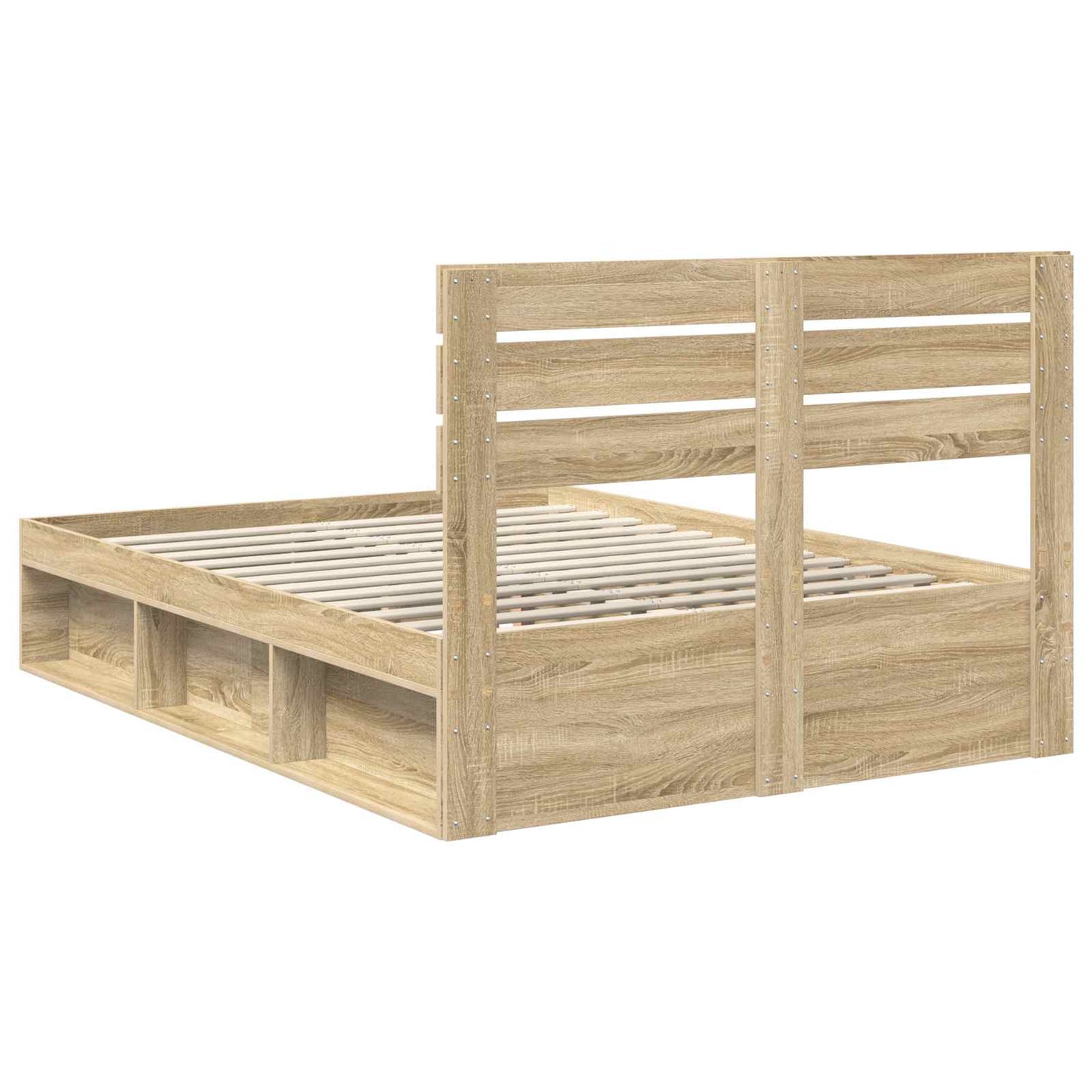 Sengestamme med hodegjerde Sonoma eik 150 x 200 cm Massiv furu