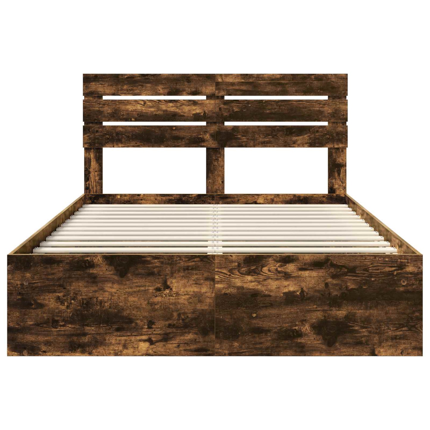 Sengestamme med hodegjerde Røkt eik 150 x 200 cm Massiv furu