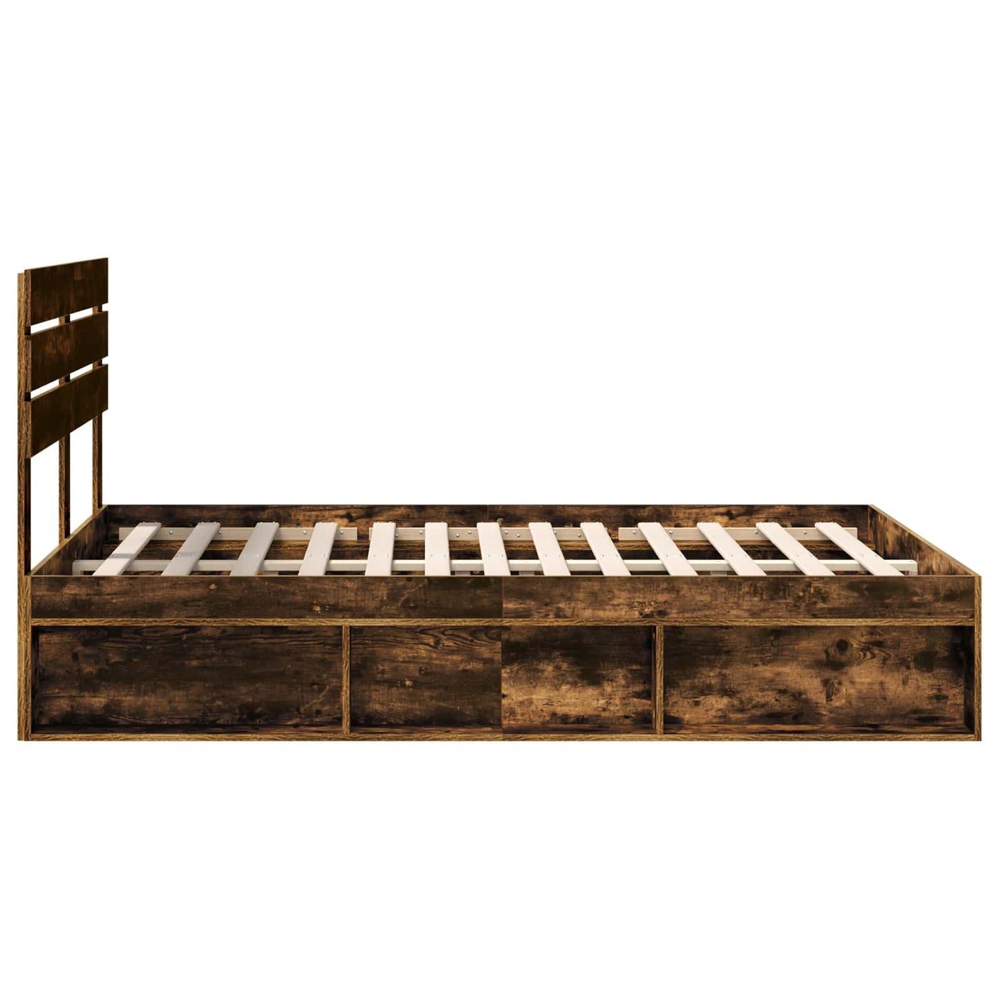 Sengestamme med hodegjerde Røkt eik 150 x 200 cm Massiv furu
