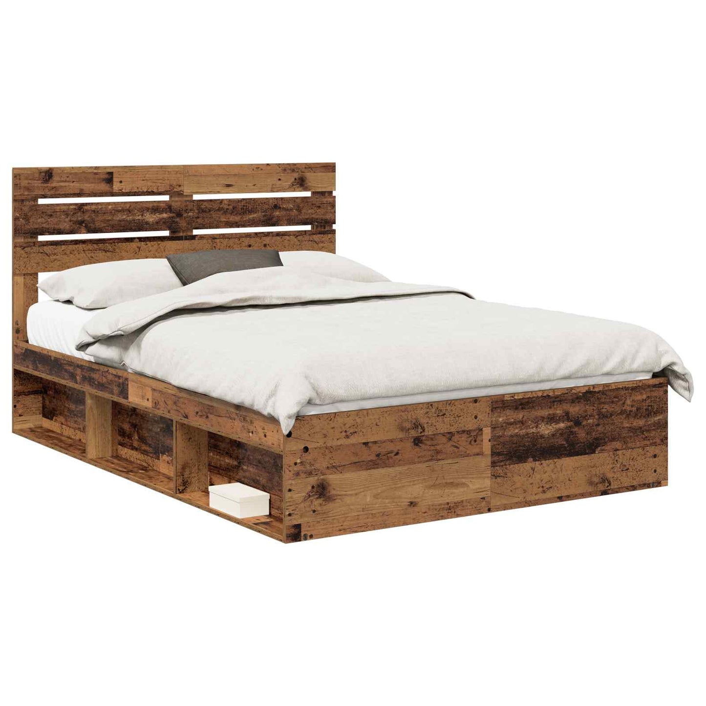 Sengestamme med hodegjerde Gammelt tre 140 x 190 cm Massiv furu