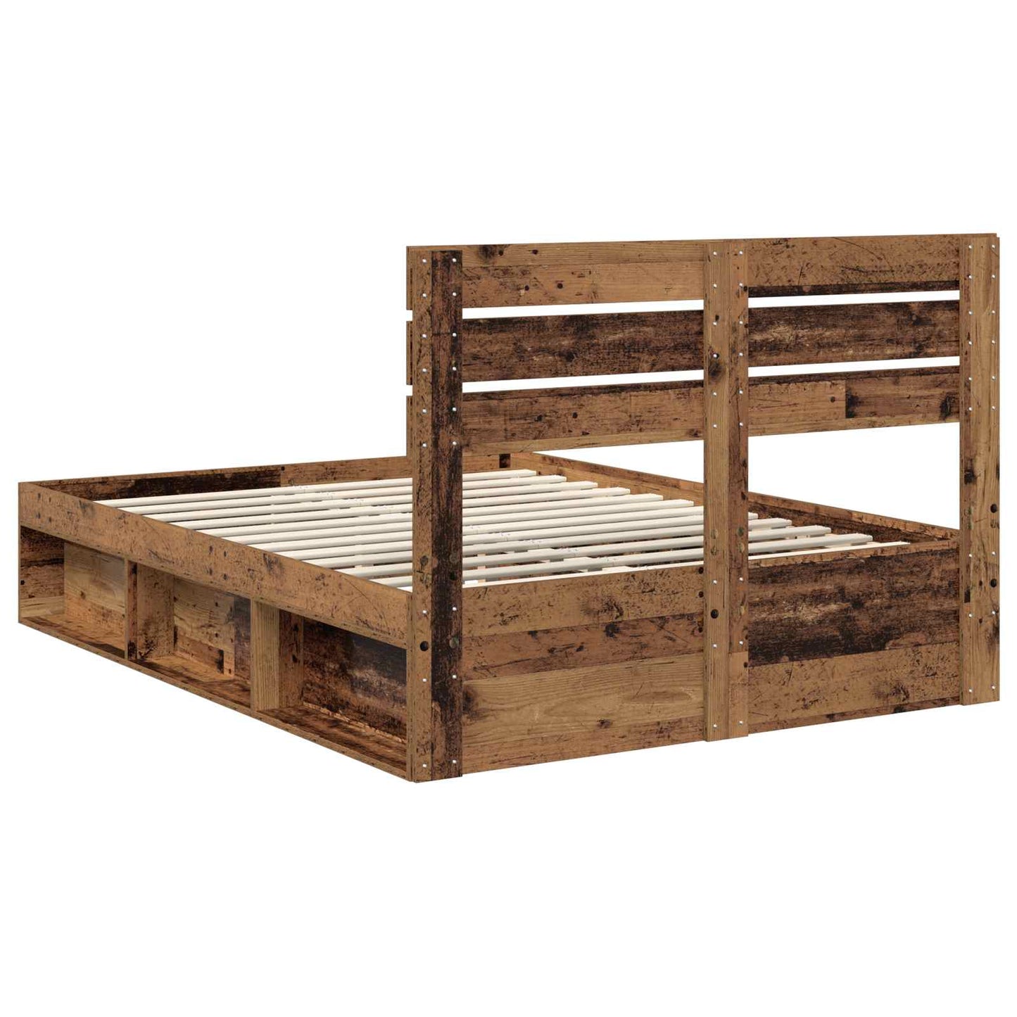 Sengestamme med hodegjerde Gammelt tre 140 x 190 cm Massiv furu